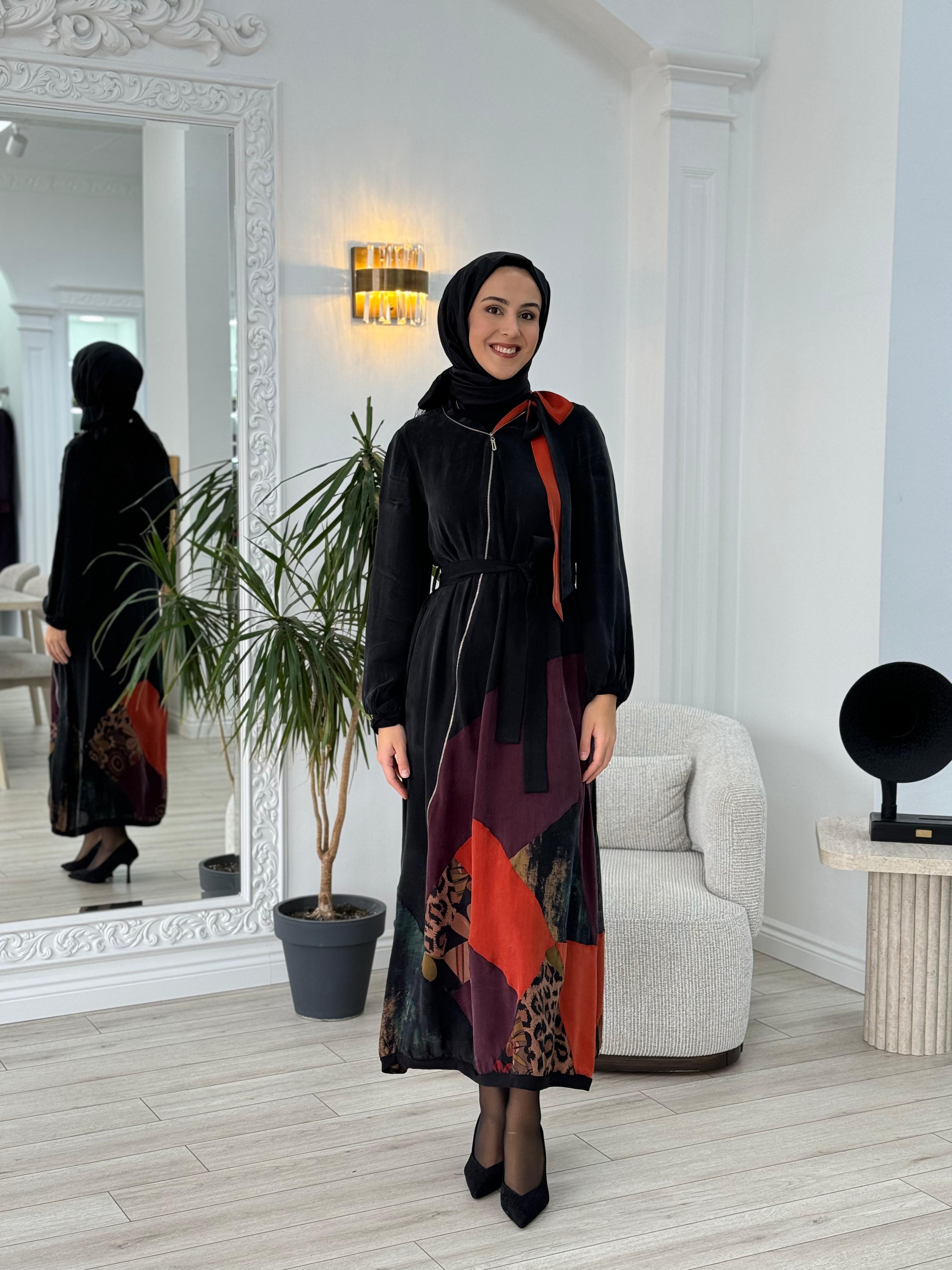 Misswhence Fermuarlı Patchwork Elbise 36831