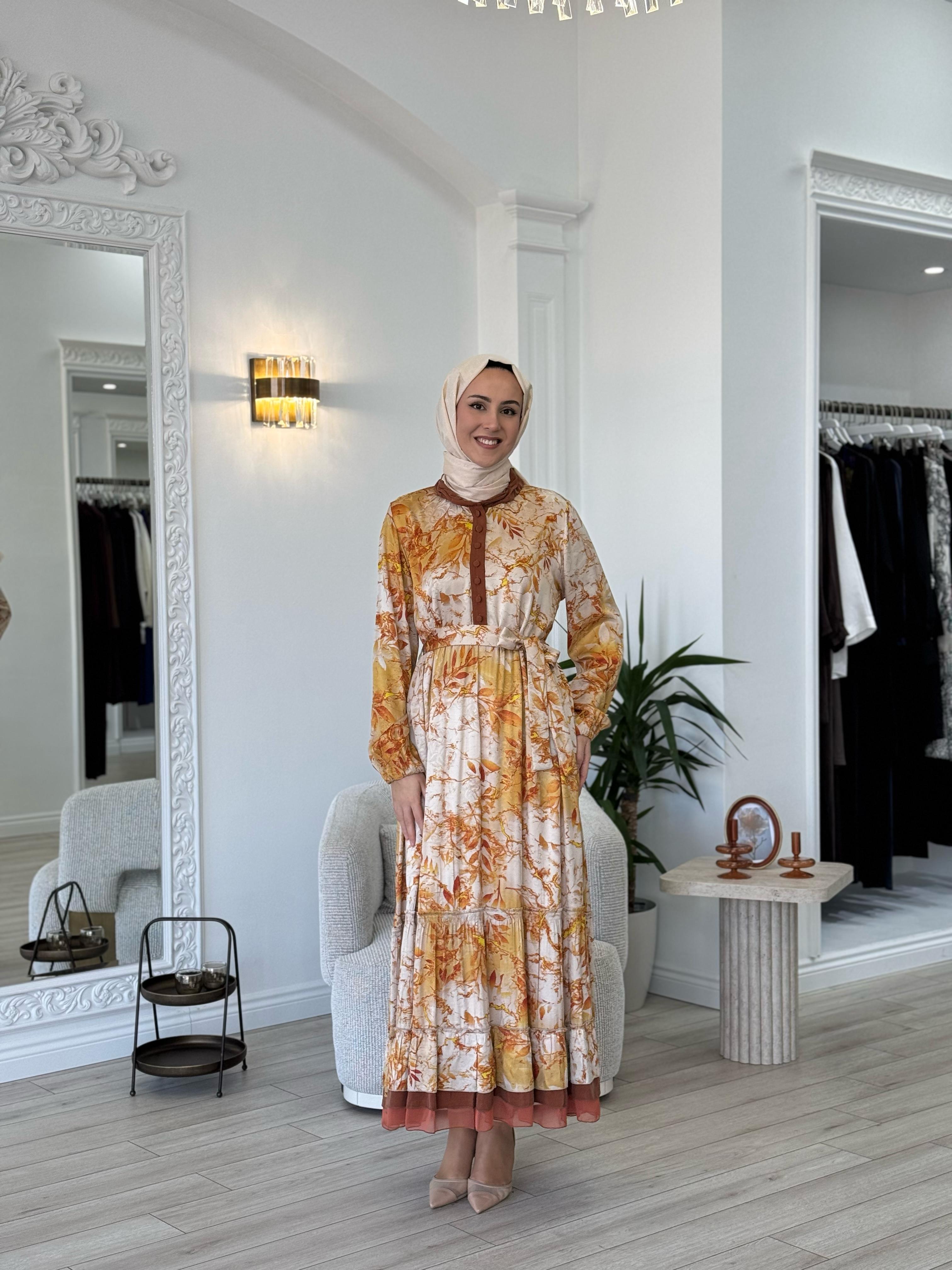 Misswhence Fırfır Detaylı Elbise Oranj 35846