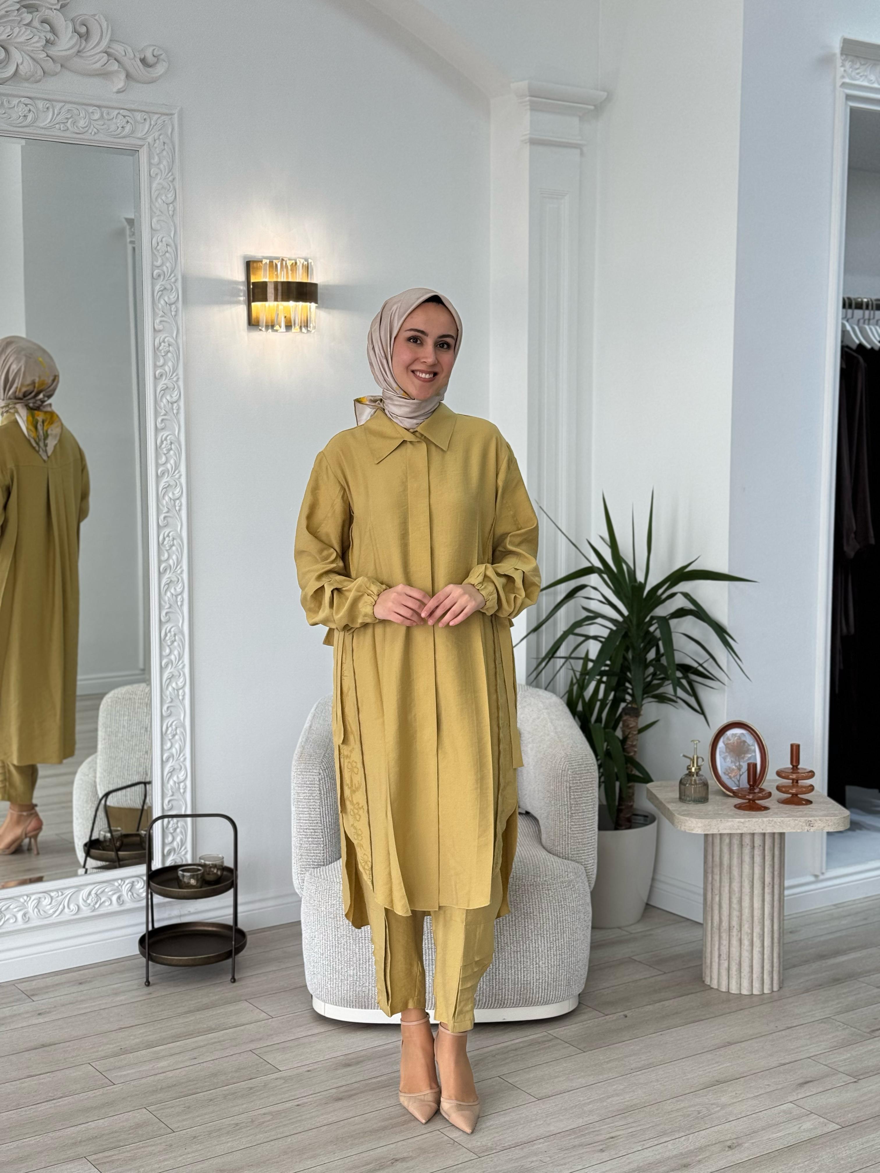 Misswhence Gömlek Pantolon Takım Sarı 37301