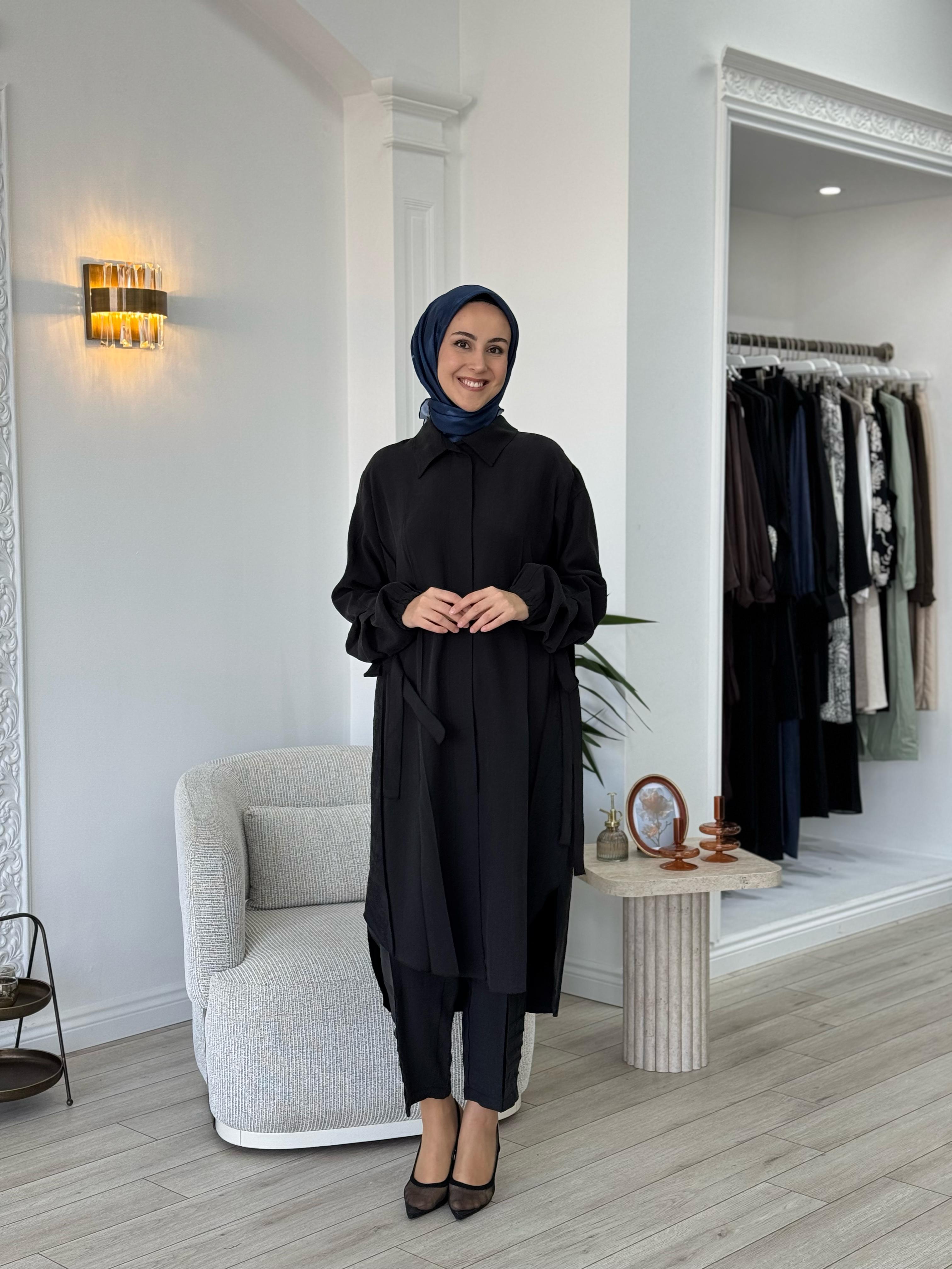Misswhence Gömlek Pantolon Takım Siyah  37301