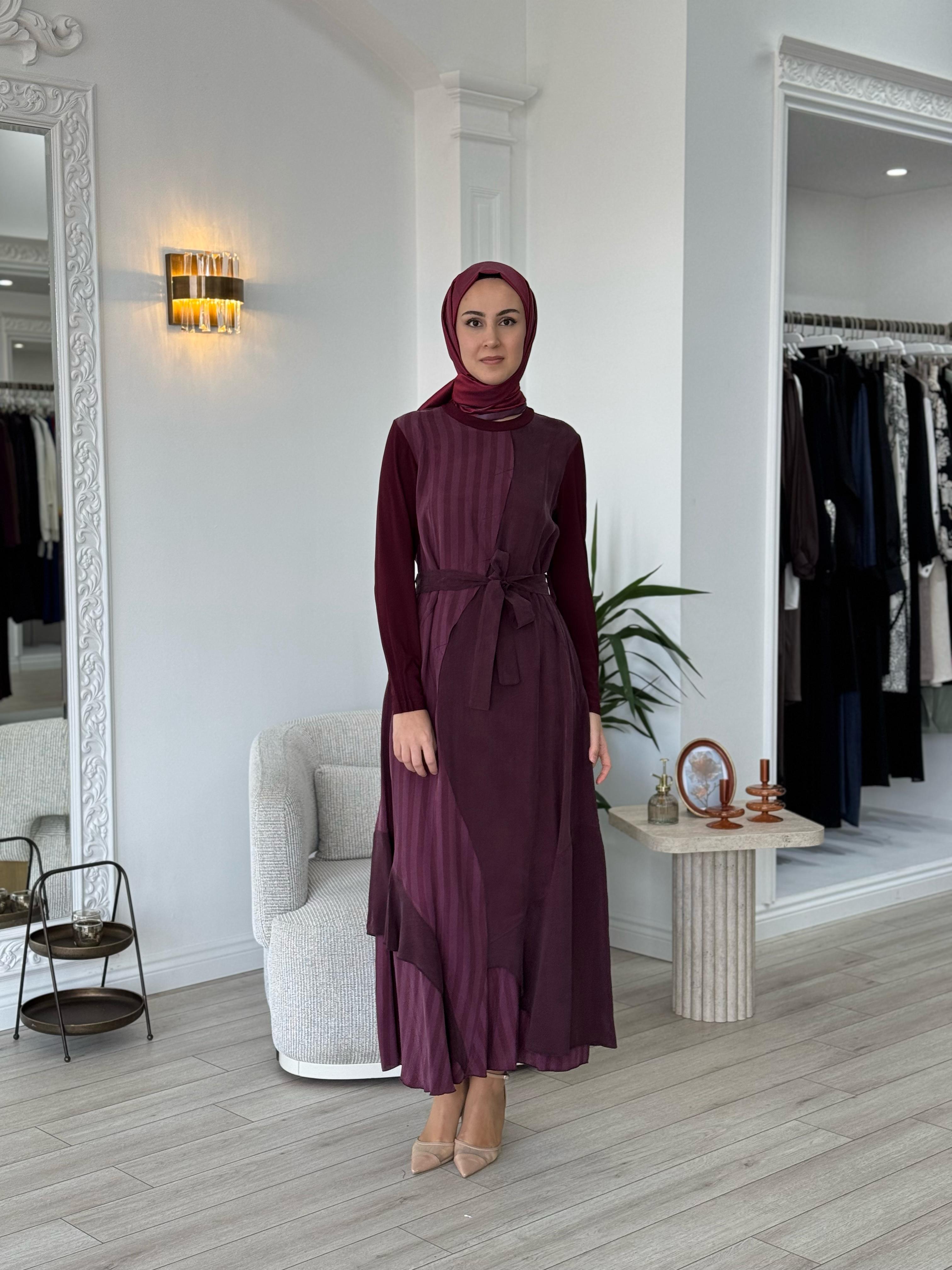 Misswhence İpek Elbise Bordo 37839