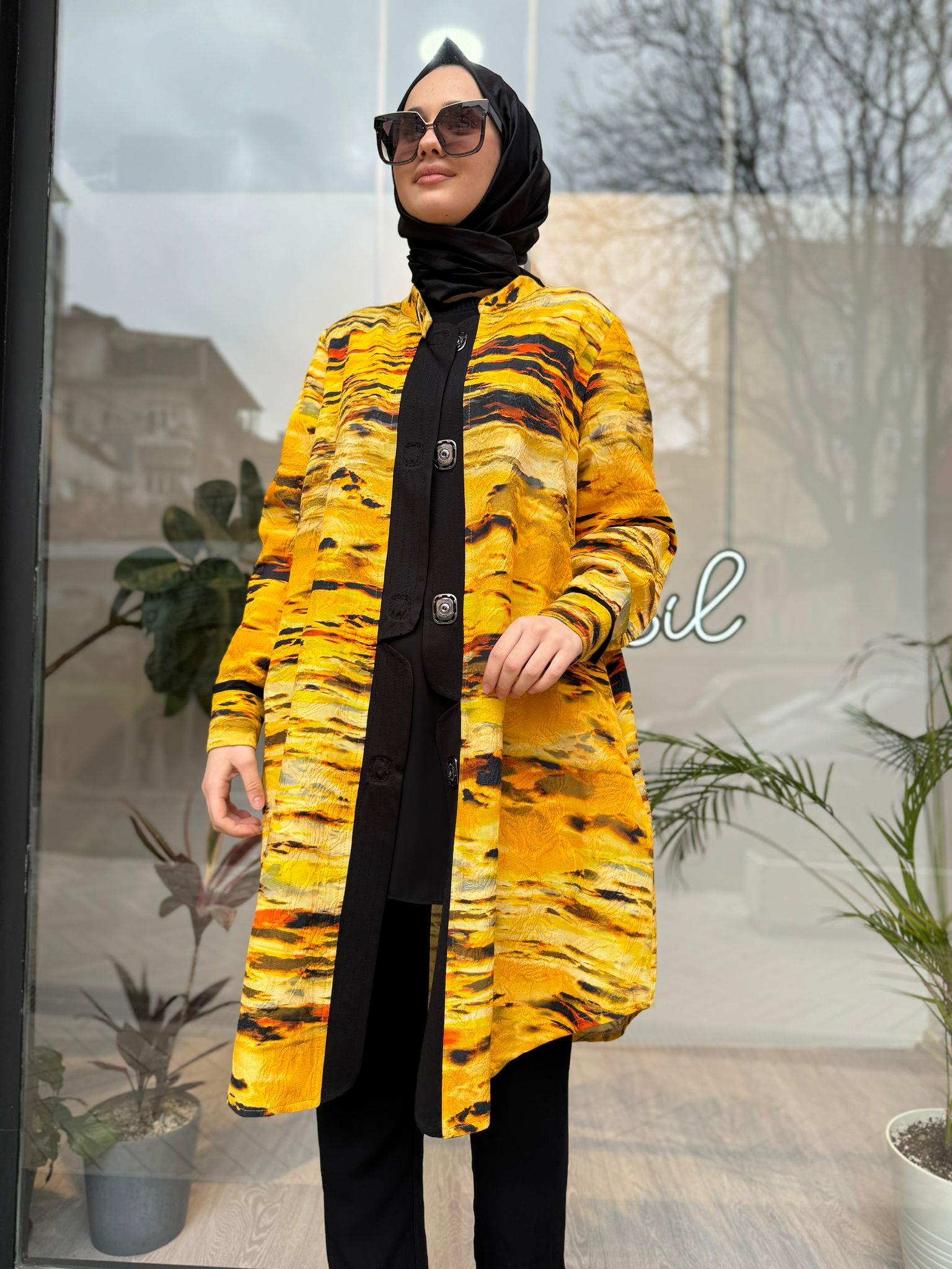 Misswhence İpek Jakar Ceket Sarı 35200