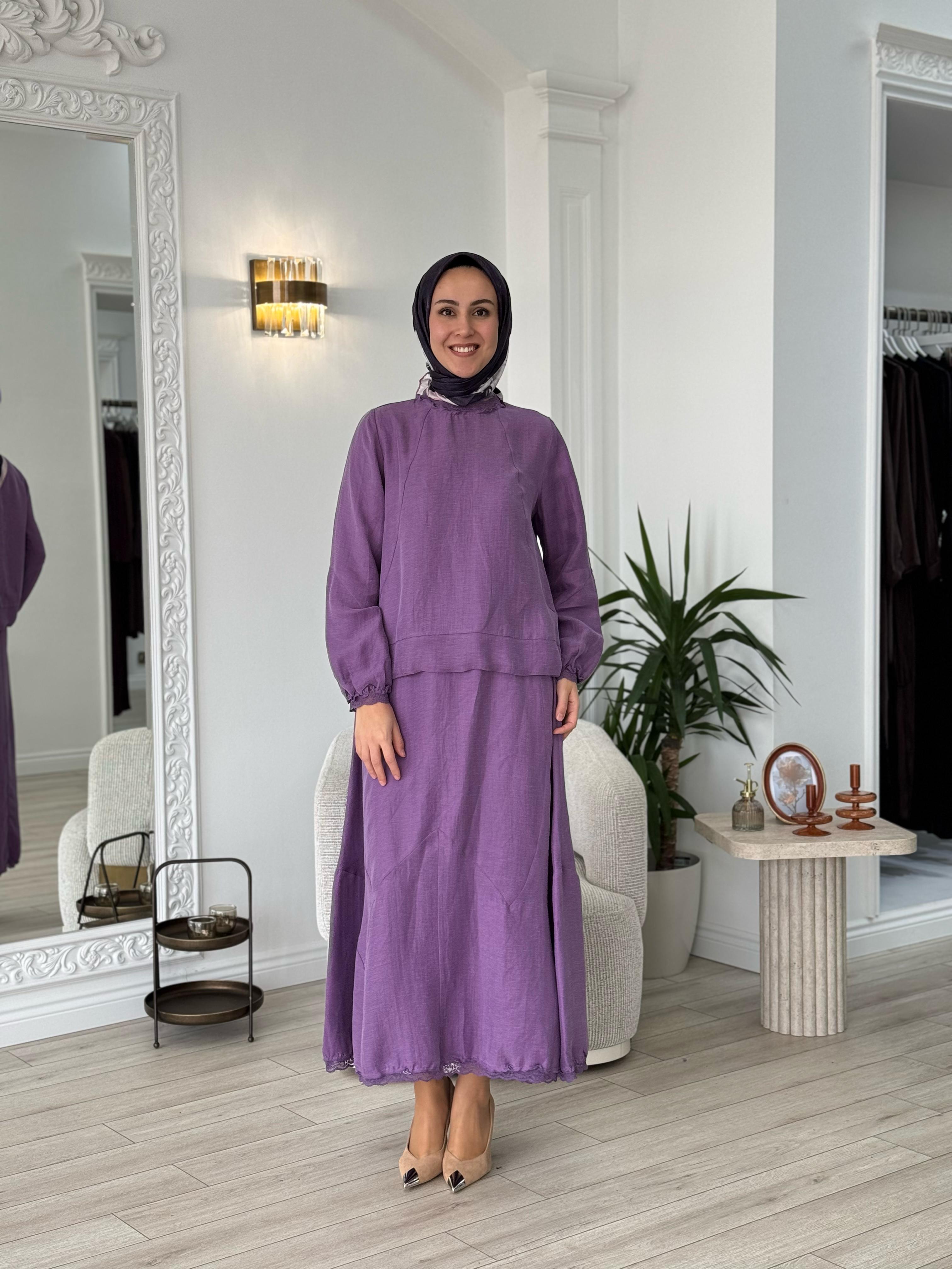 Misswhence İpek Keten Takım Lila 37000