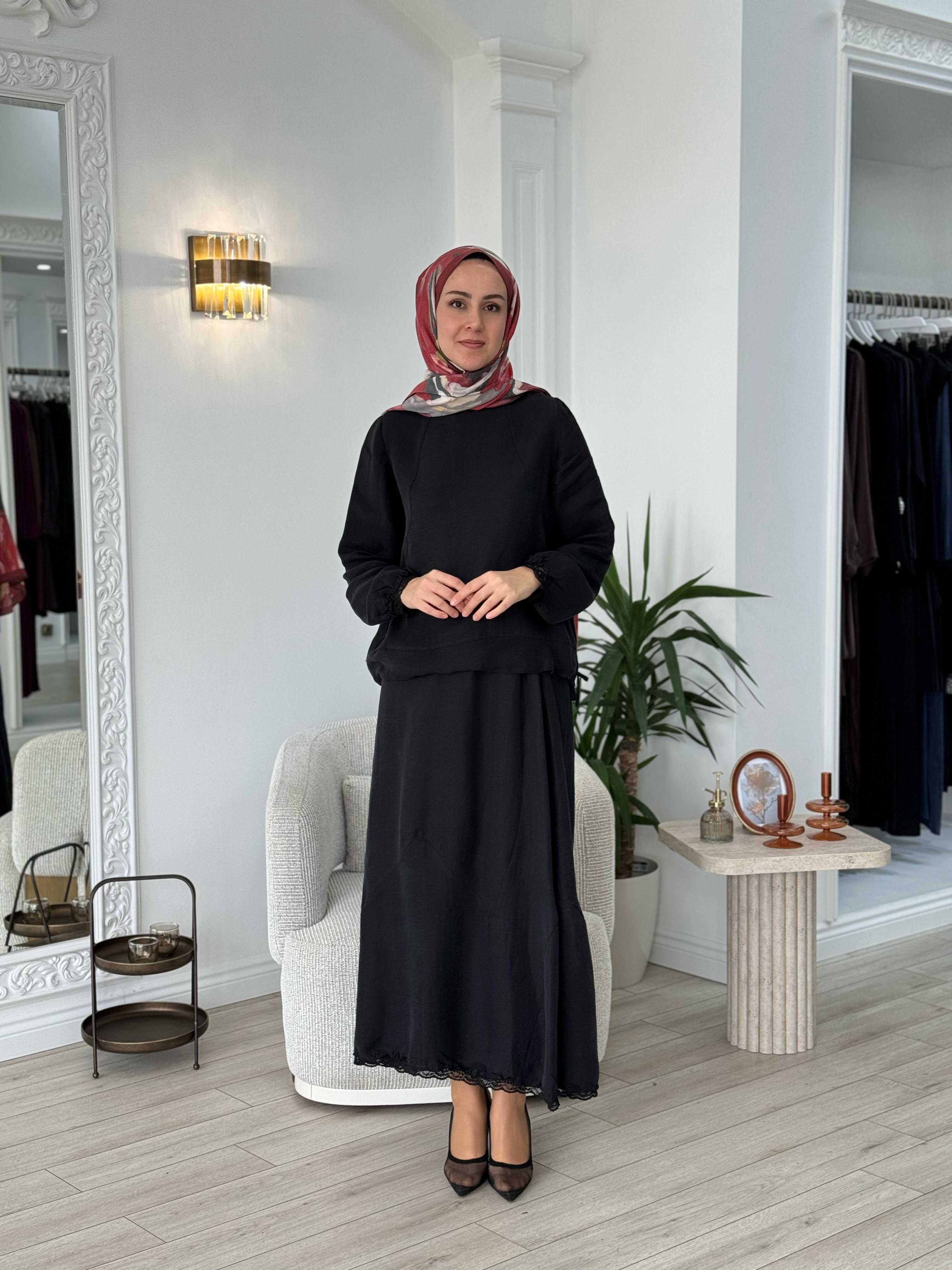 Misswhence İpek Keten Takım Siyah 37000
