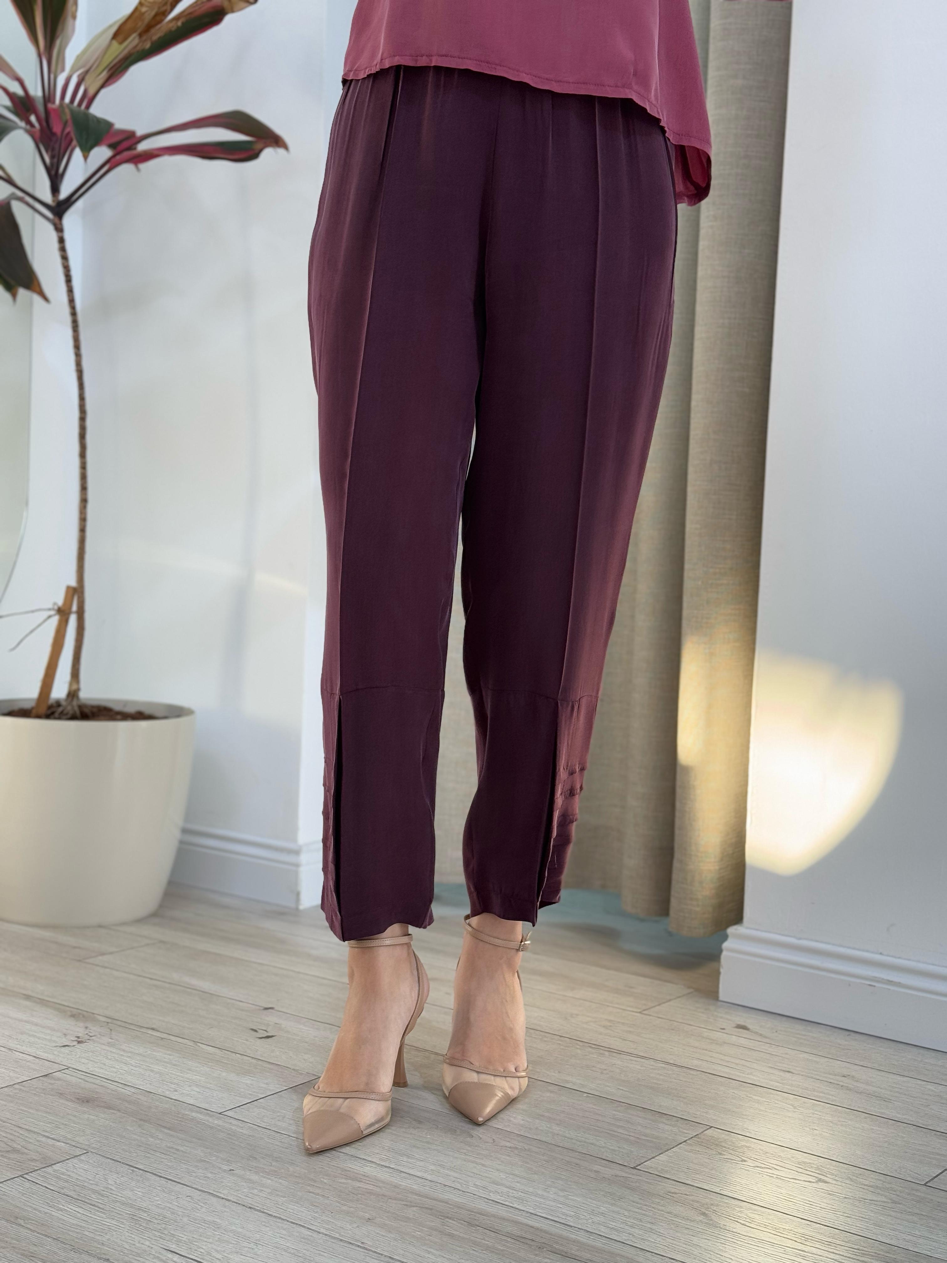 Misswhence İpek Pantolon Bordo 37108