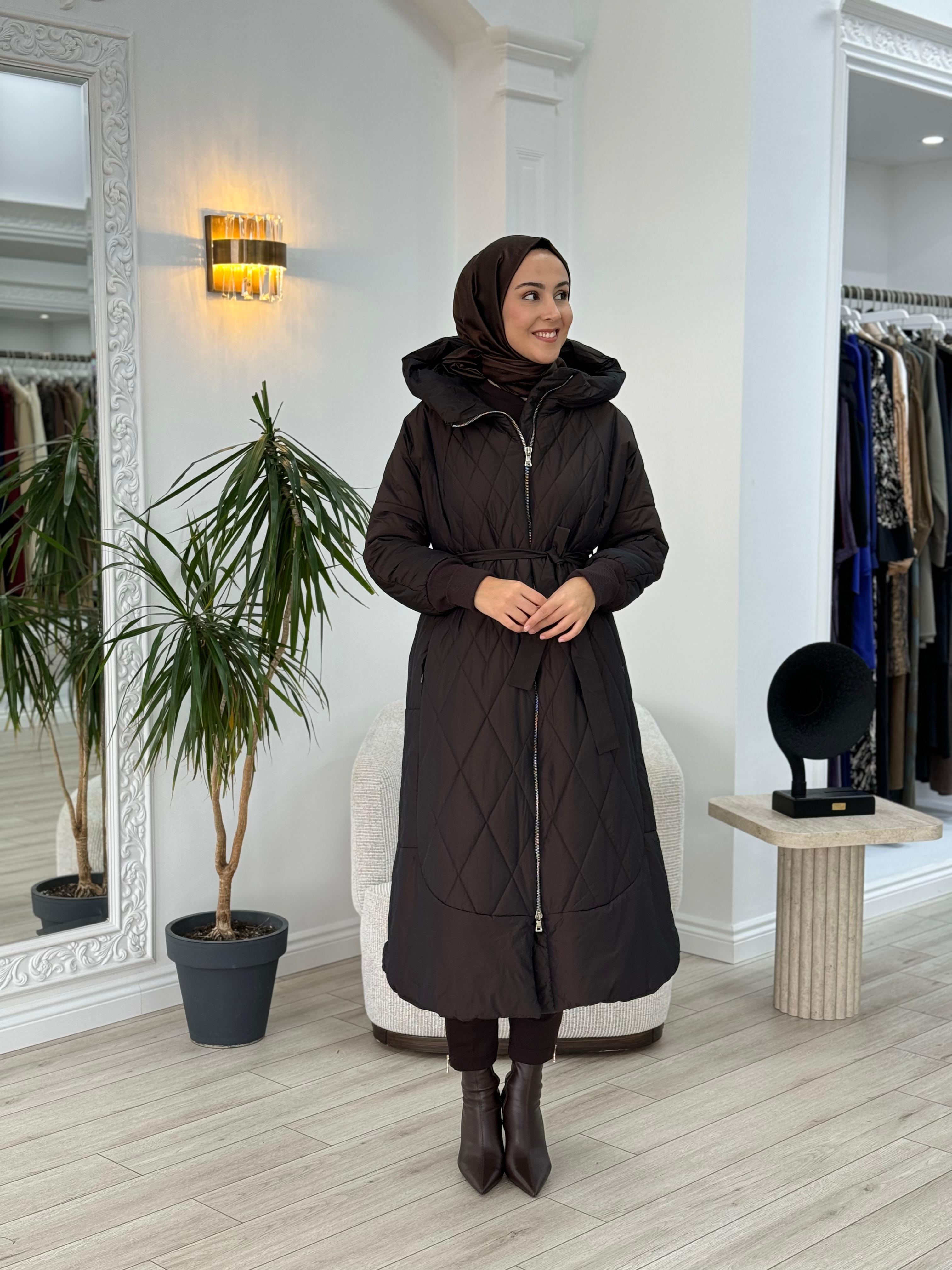 Misswhence Kapitoneli Şişme Pardesü Kahverengi 36533