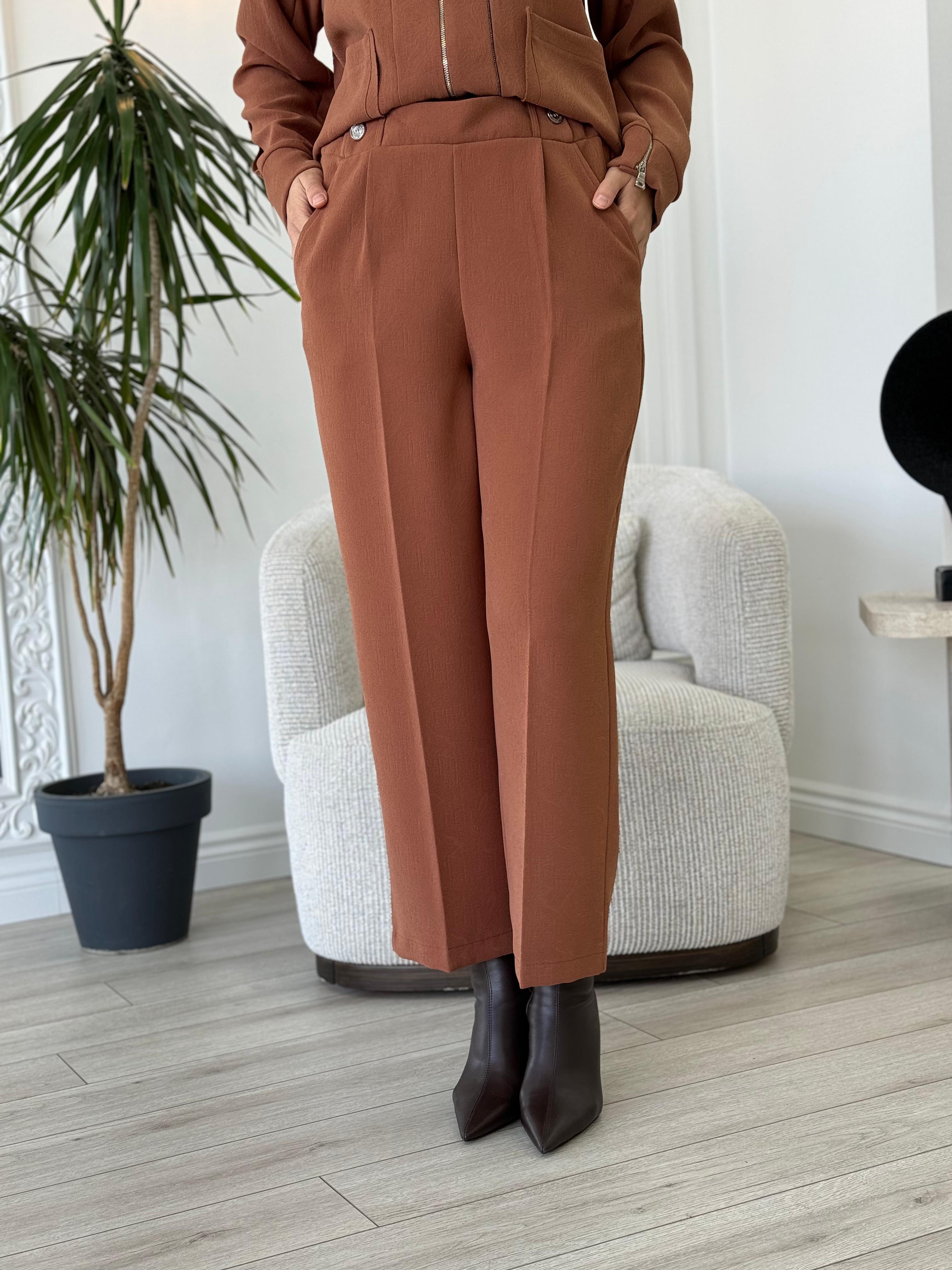 Misswhence Kendinden Desenli Pantolon Tarçın 36102