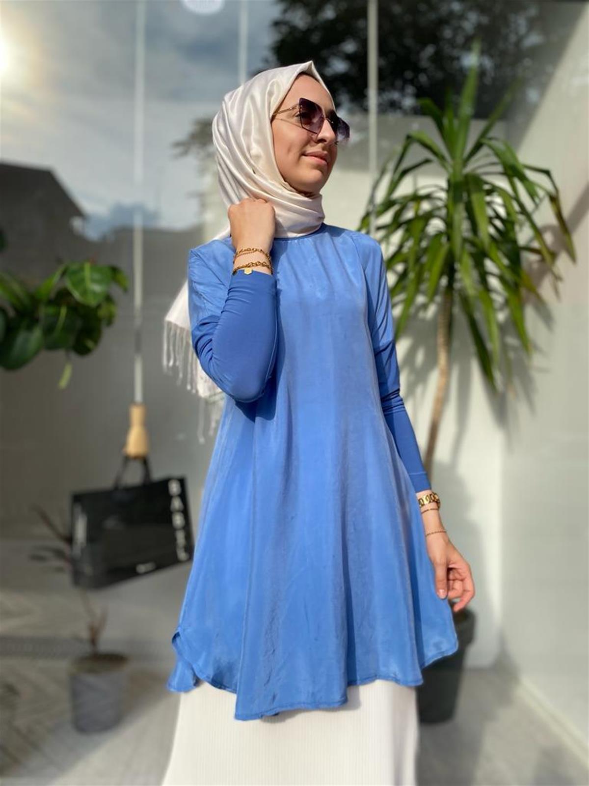 MISSWHENCE KISA İPEK MAVİ TUNİK 33012