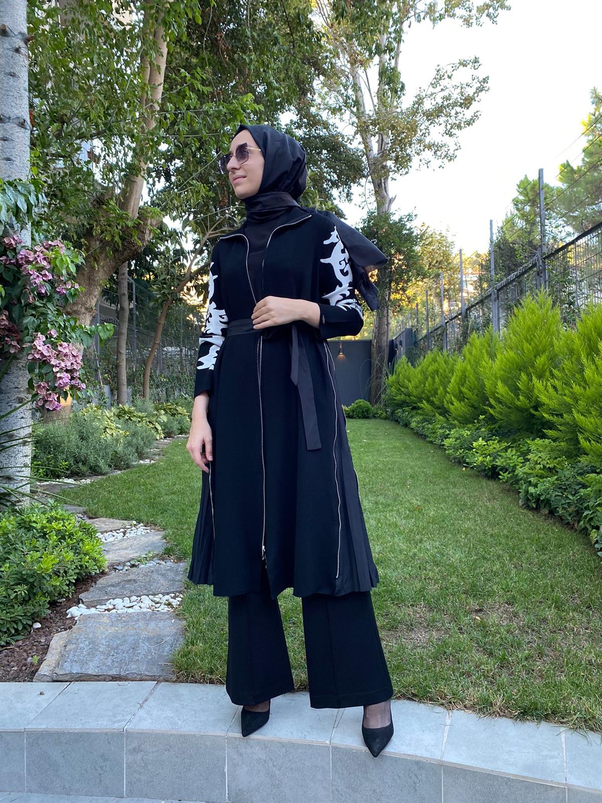 Misswhence Kolları Desenli Triko Kap Siyah Miss-233
