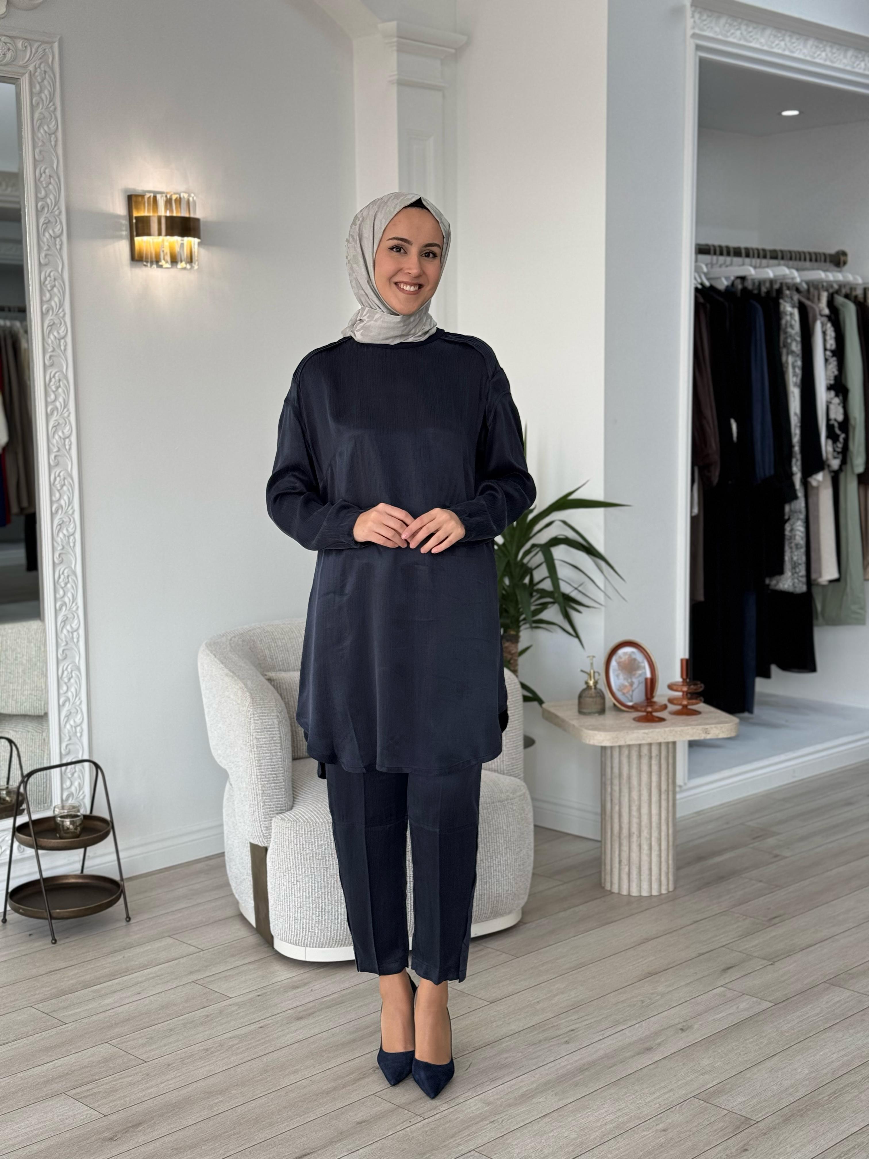 Misswhence Lacivert Cupro Takım 37017