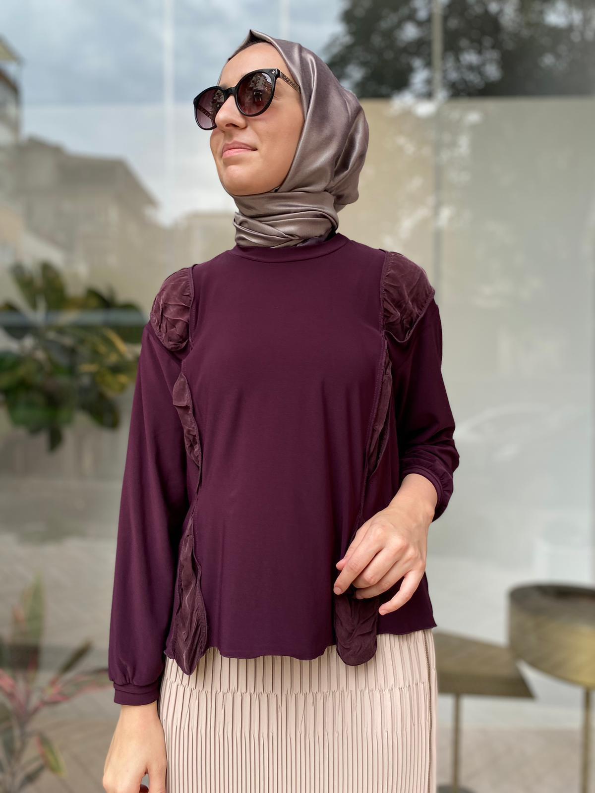 Misswhence Mor İpek Detaylı Tunik 34010