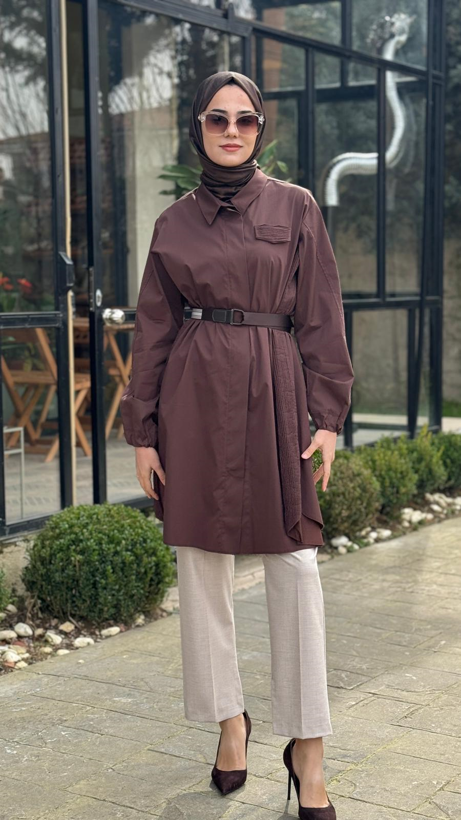 Misswhence Nervür Detaylı Kemerli Gömlek 39305