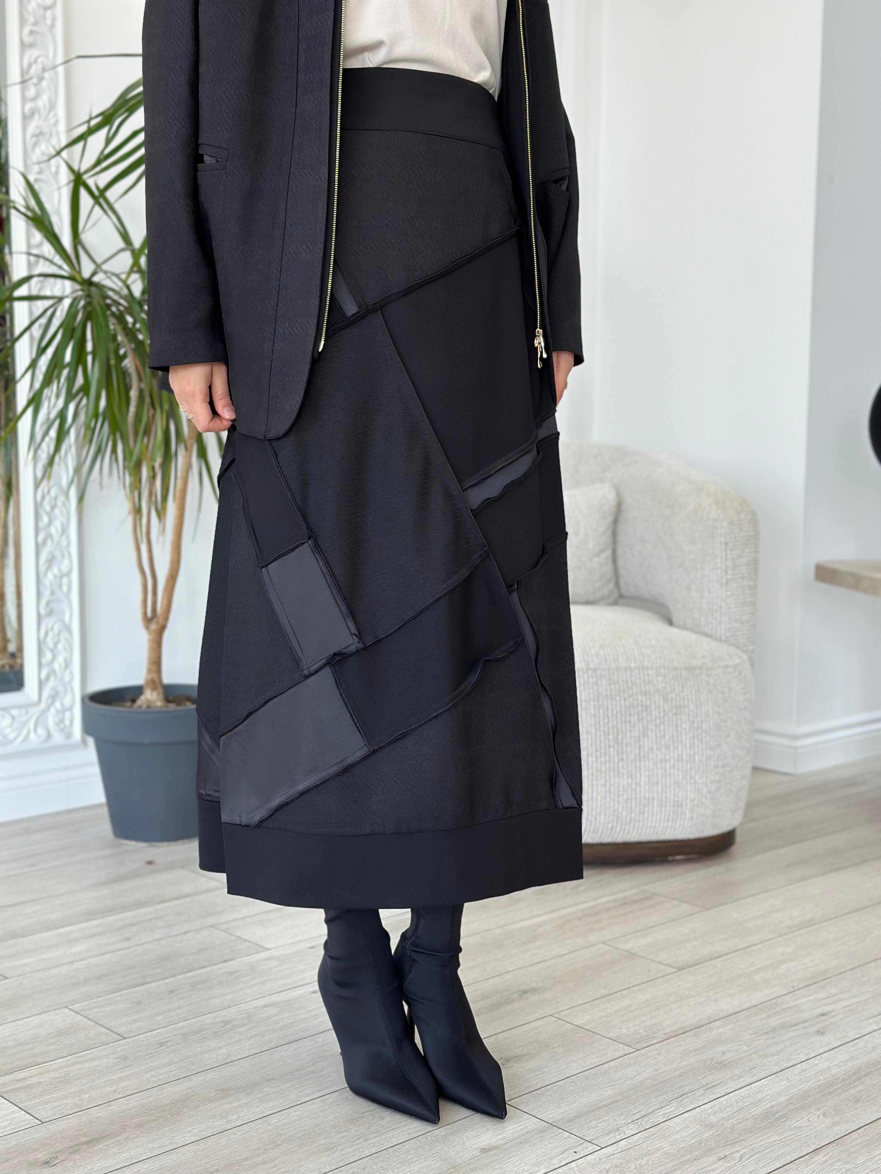 Misswhence Parçalı Siyah Etek 36923