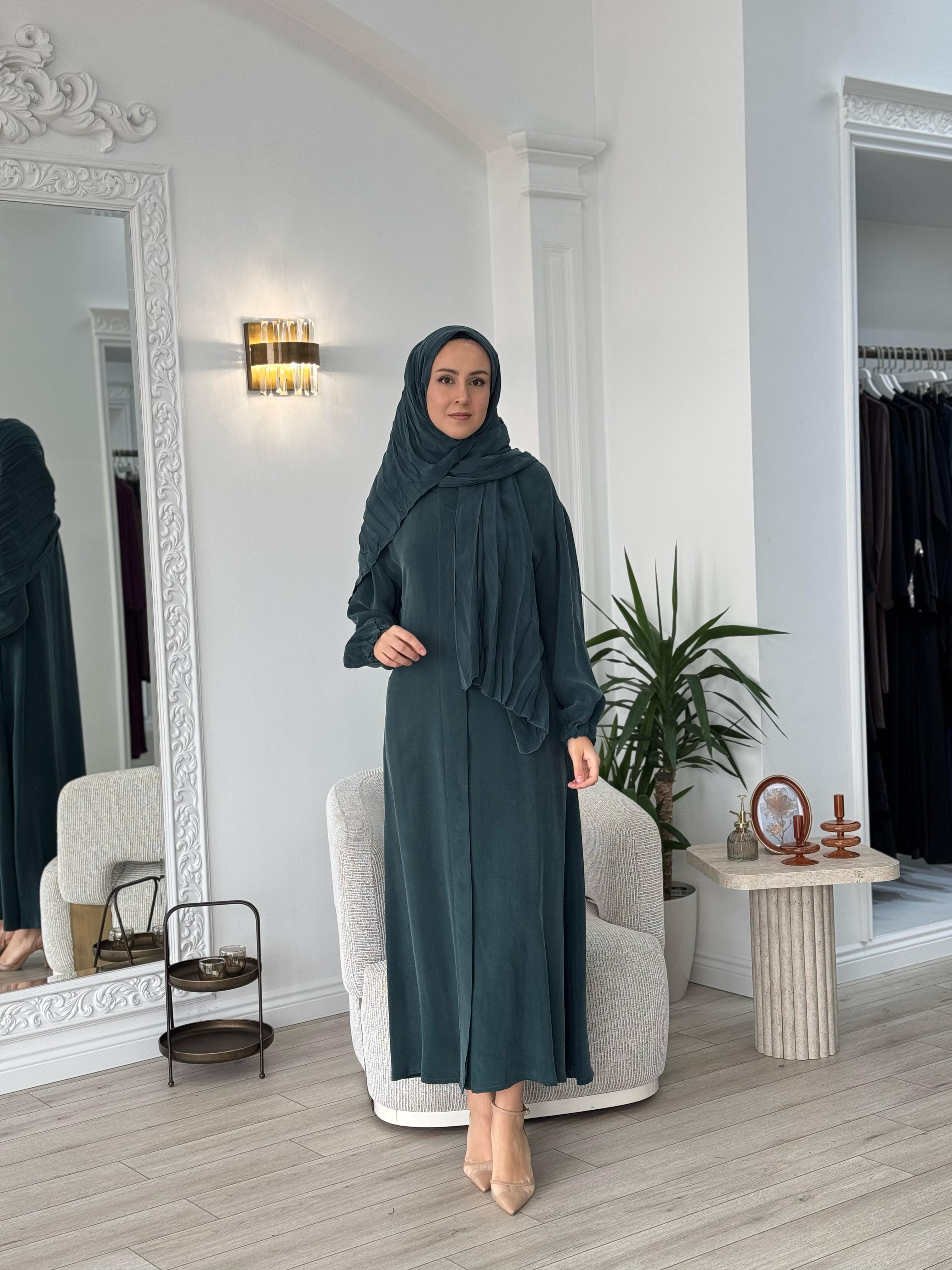 Misswhence Şal Detaylı İpek Pardesü Yeşil 37514