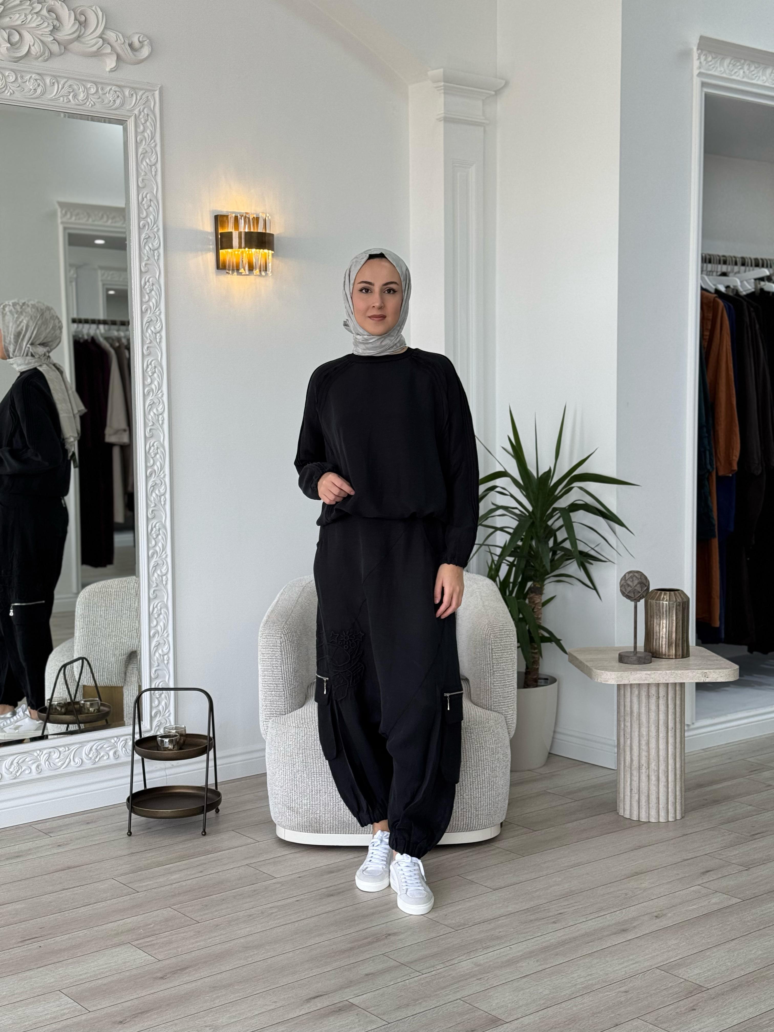 Misswhence Şalvarlı Tunik Takım Siyah 37002