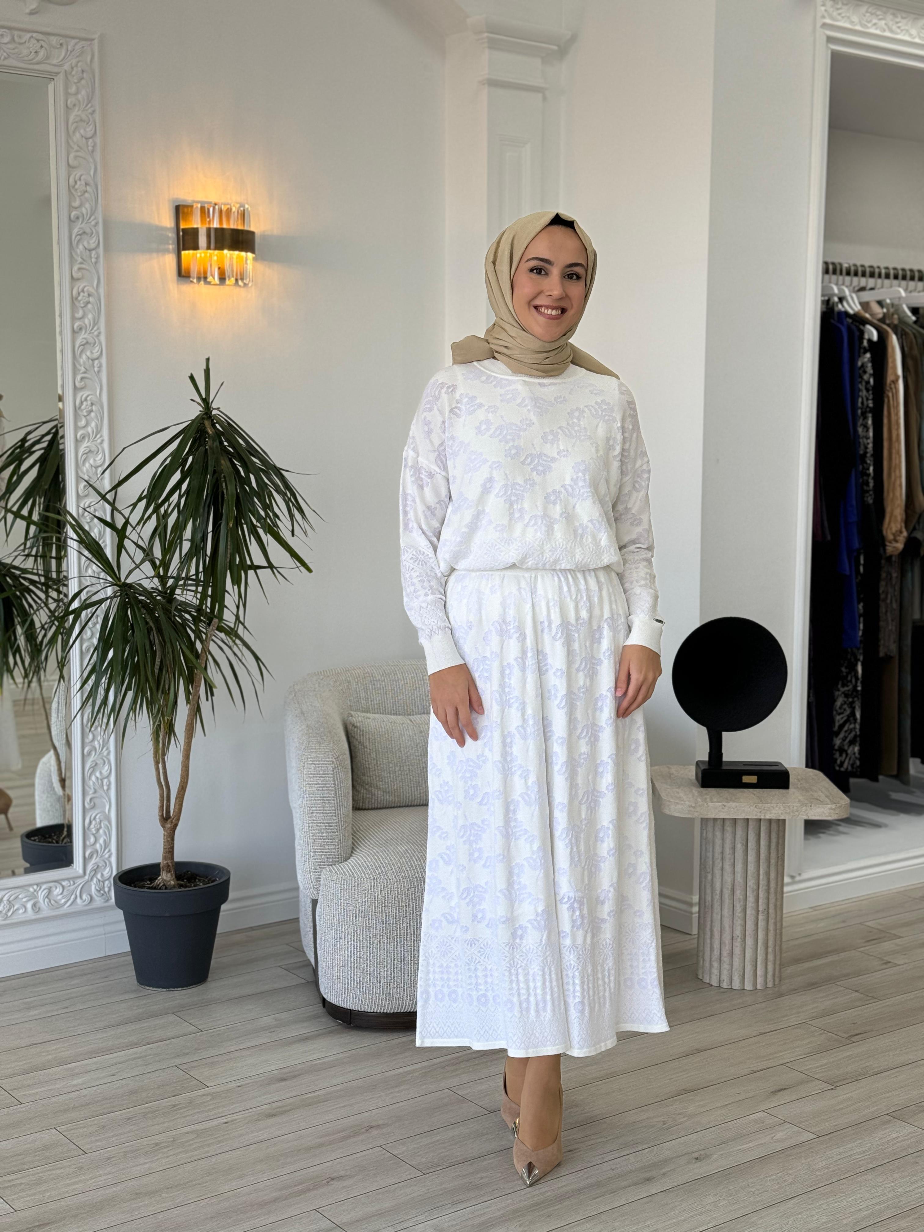 Misswhence Triko Etekli Takım Ekru miss252-253