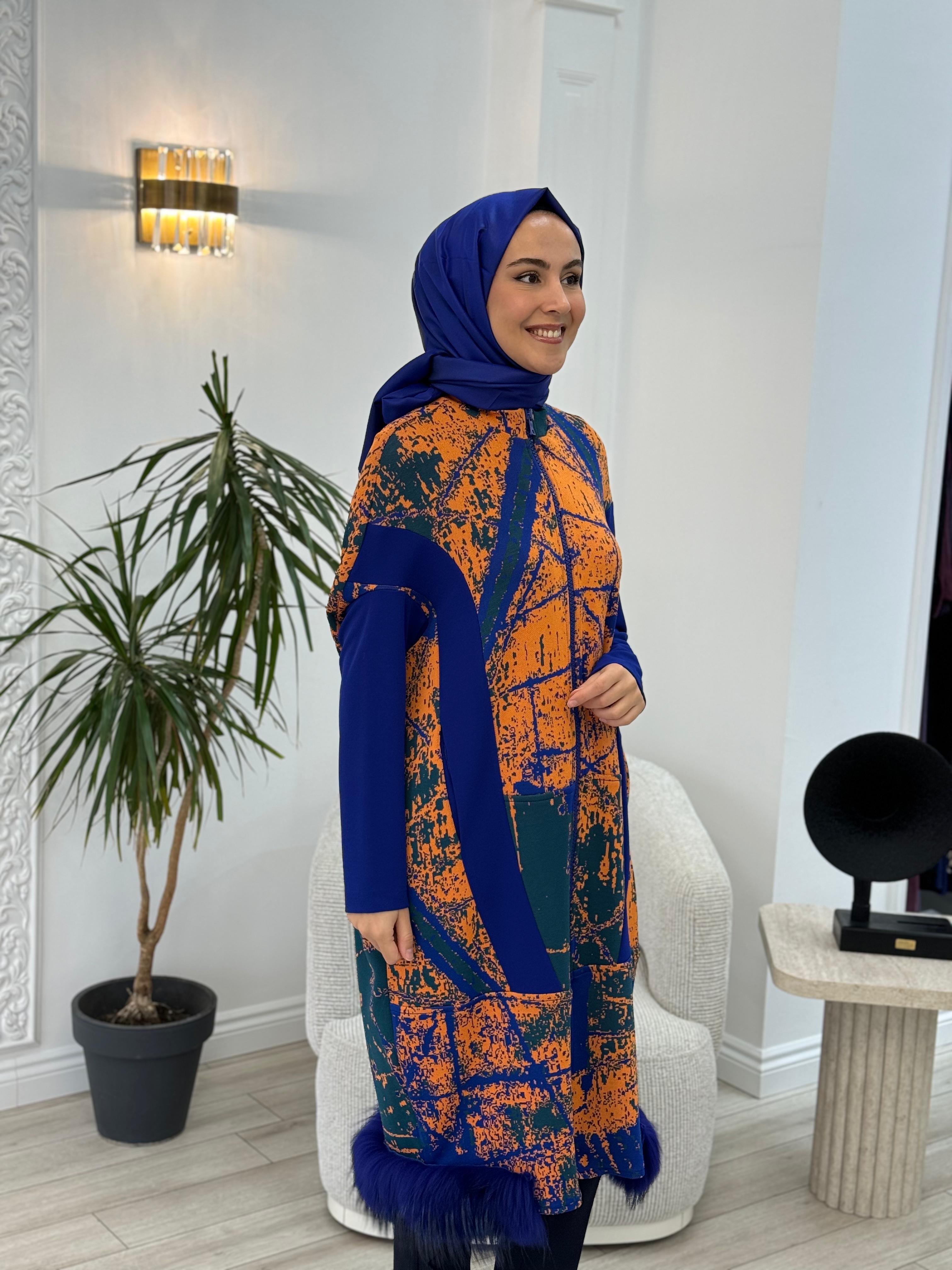 Misswhence Triko Kürk Detaylı Kap Turuncu 36406