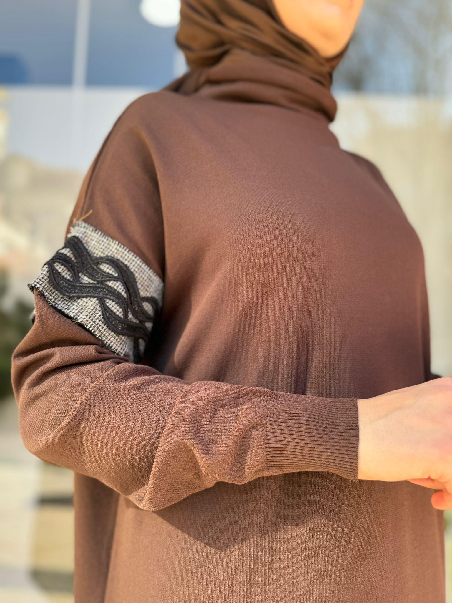 Misswhence Triko Tunik Kahverengi MİSS-226