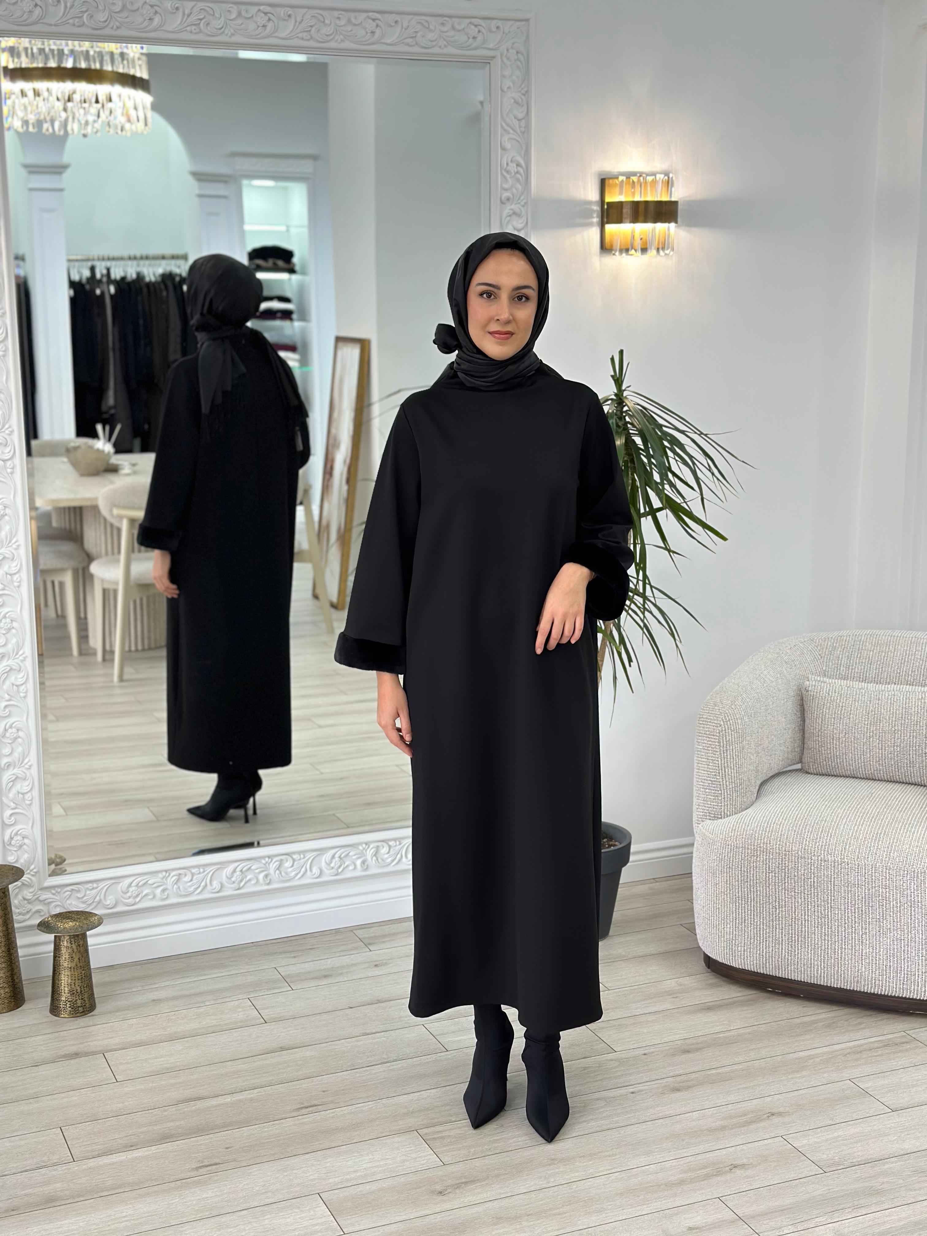 Niqozza Diamante Elbise Siyah nq25fw-50152