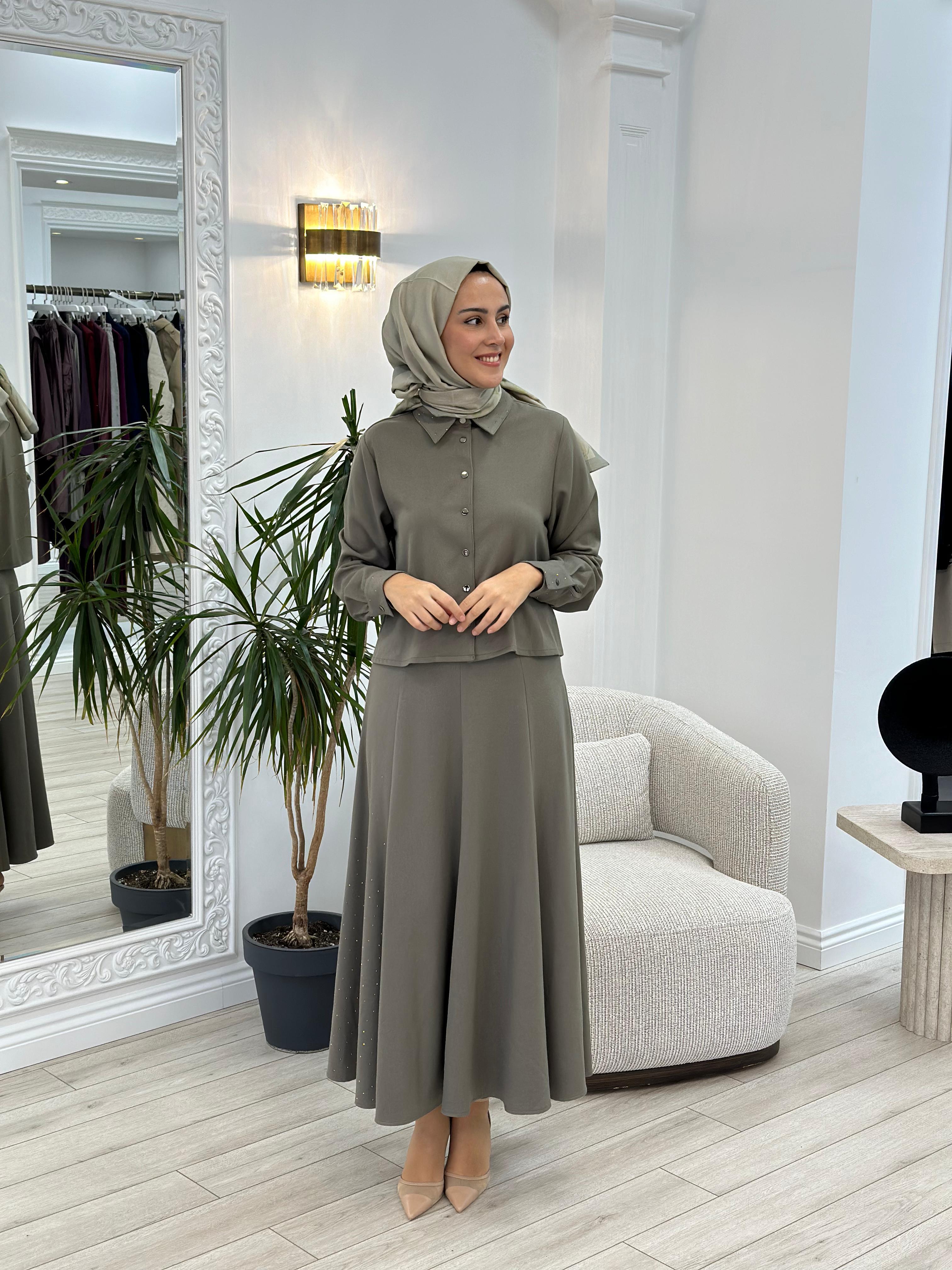 Niqozza İnes Taşlı Etekli Takım nq25fw-60114