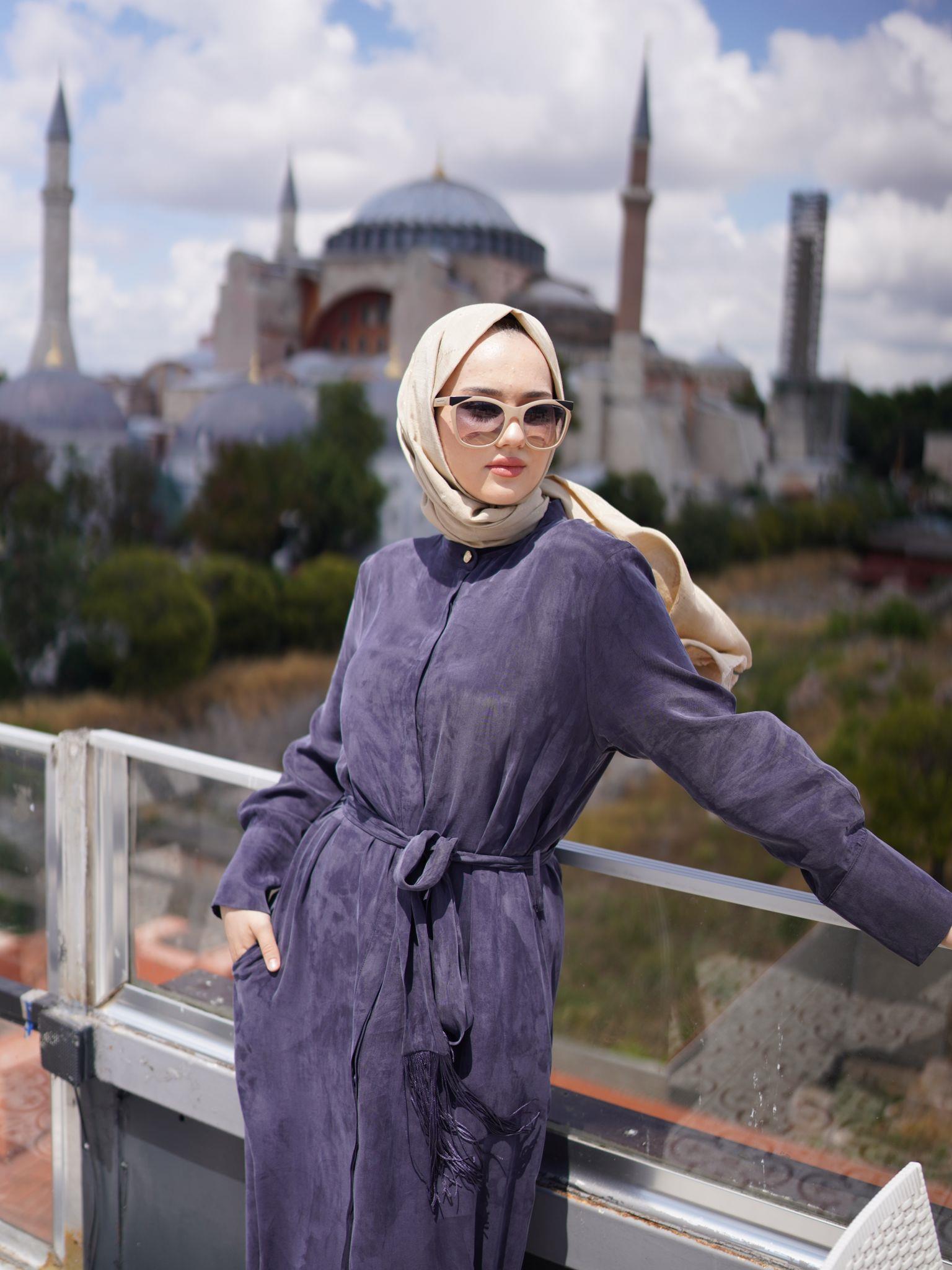 Niqozza İpek Elbise Takım Lacivert 60086