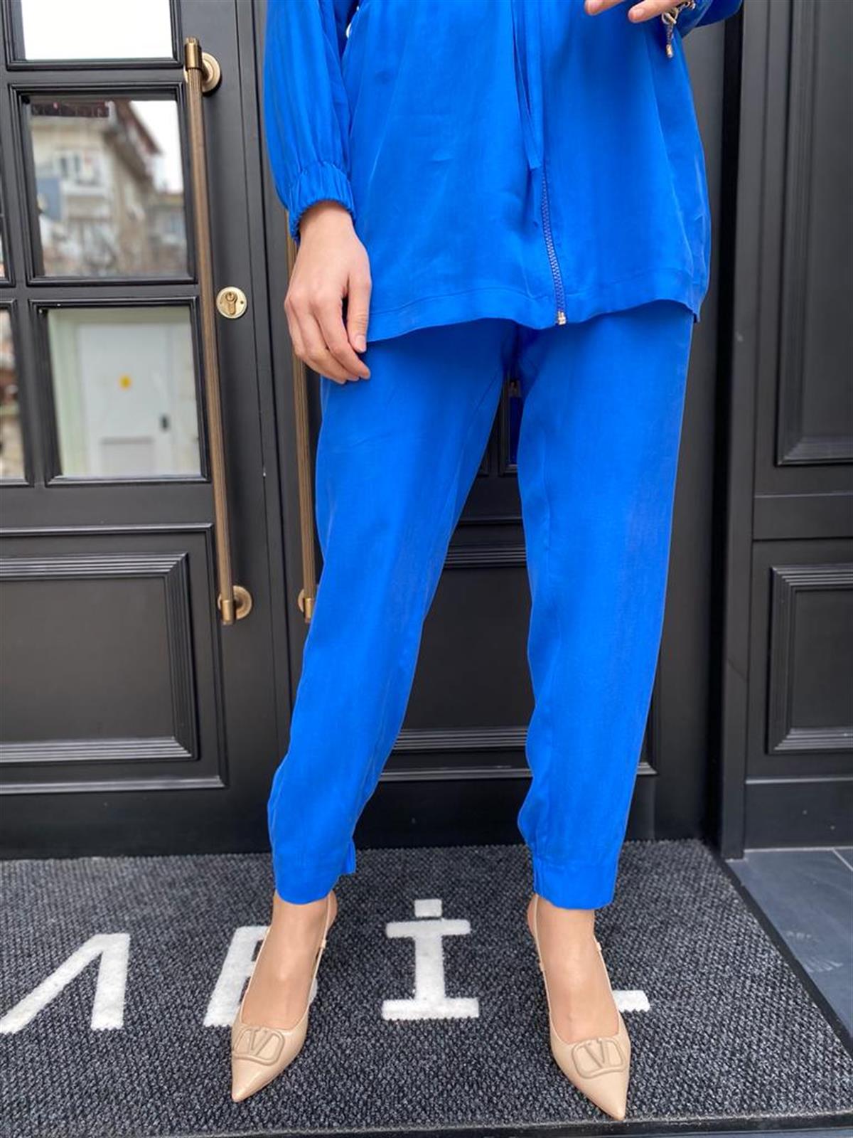 Niqozza Laya Fillens Lastikli Pantolon Saks 30059
