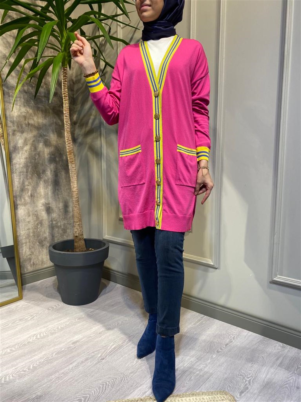 Niqozza Peony Hırka Fuşya QZ716 - Babilbutik