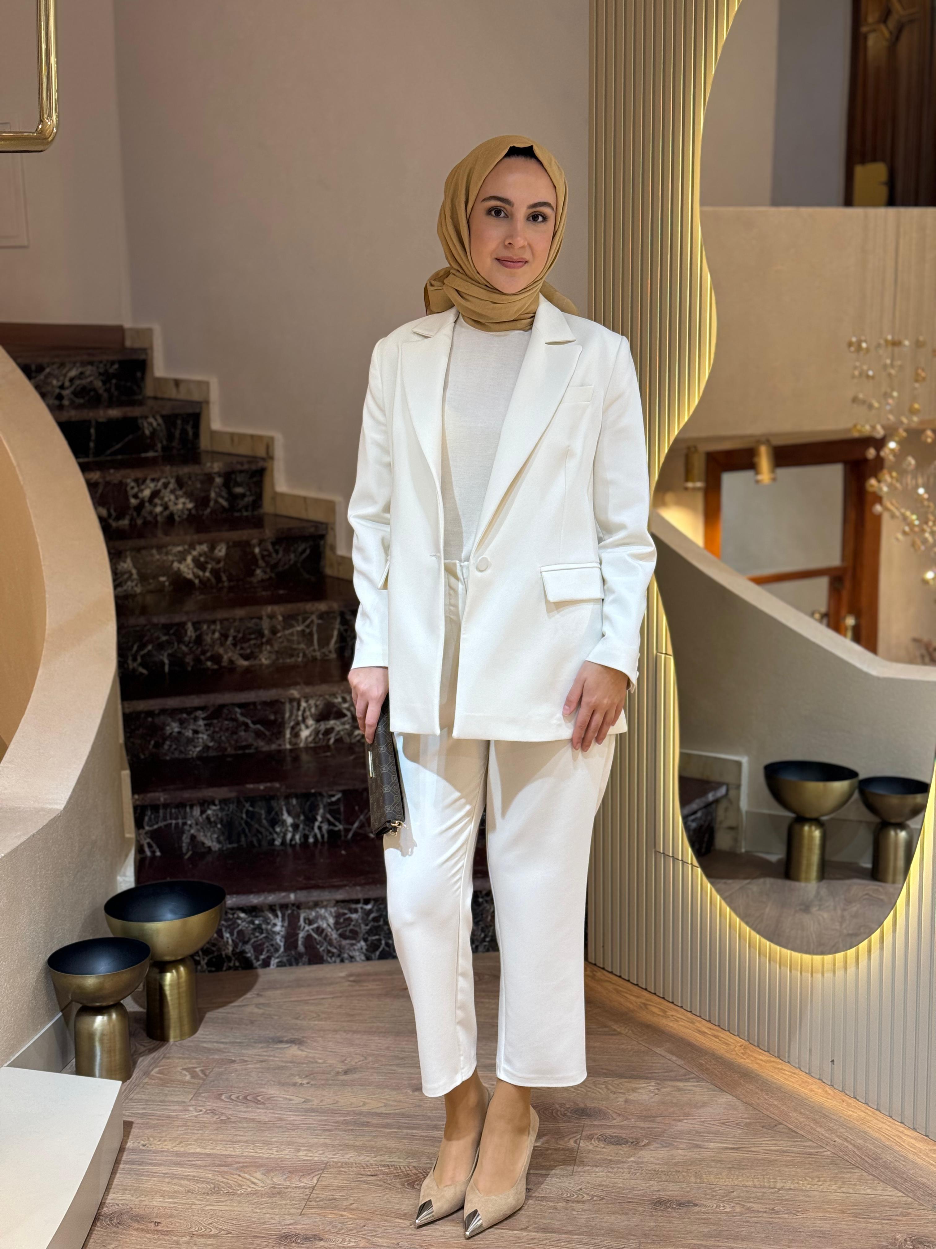 Niqozza Perla Blazer Takım Ekru nq25fw-60132