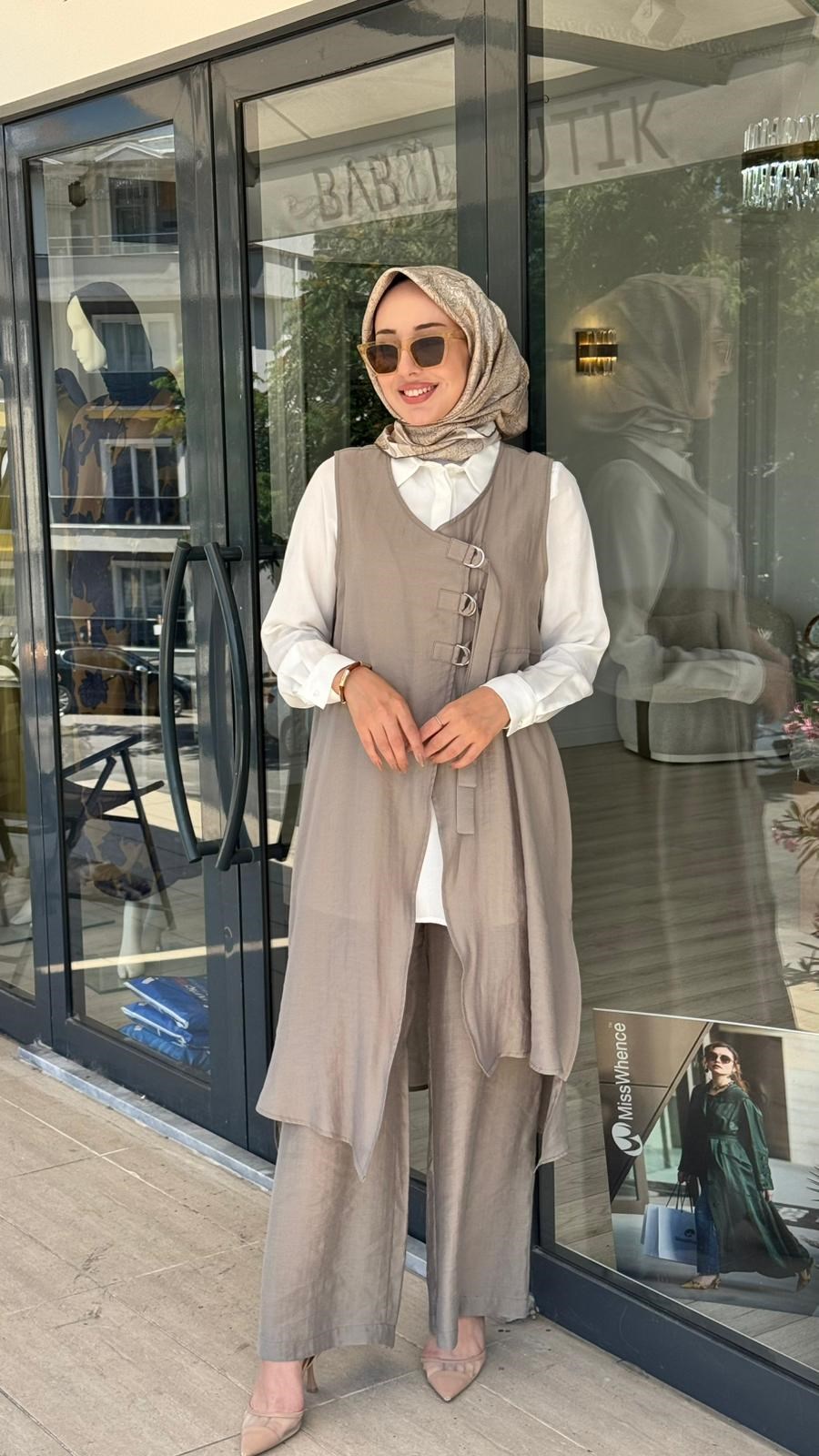 Nurcan Çetin 3'lü Gömlek Pantolon Takım 26608