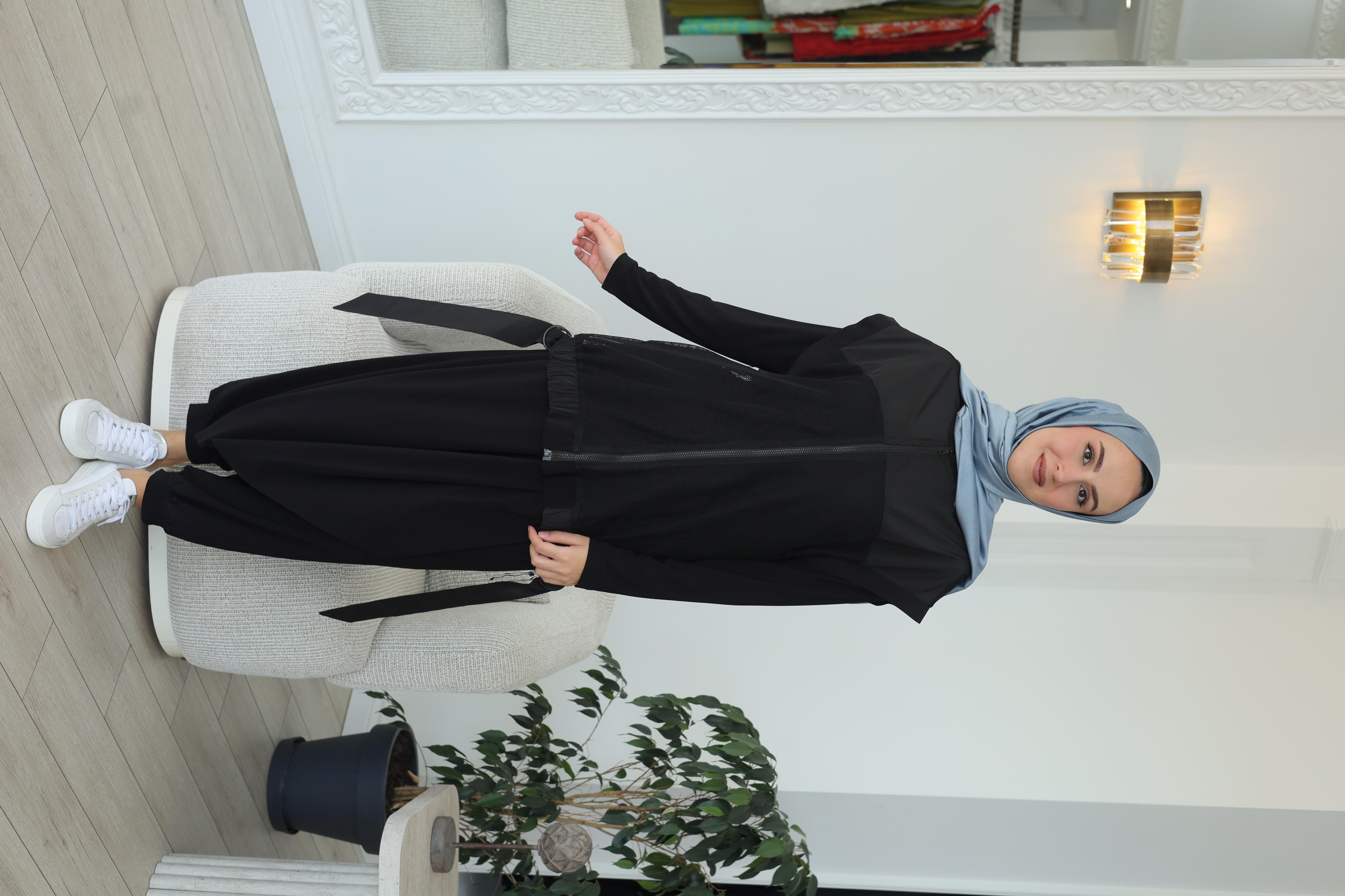 Nurcan Çetin Asimetrik Şalvarlı File Detaylı Takım 25612