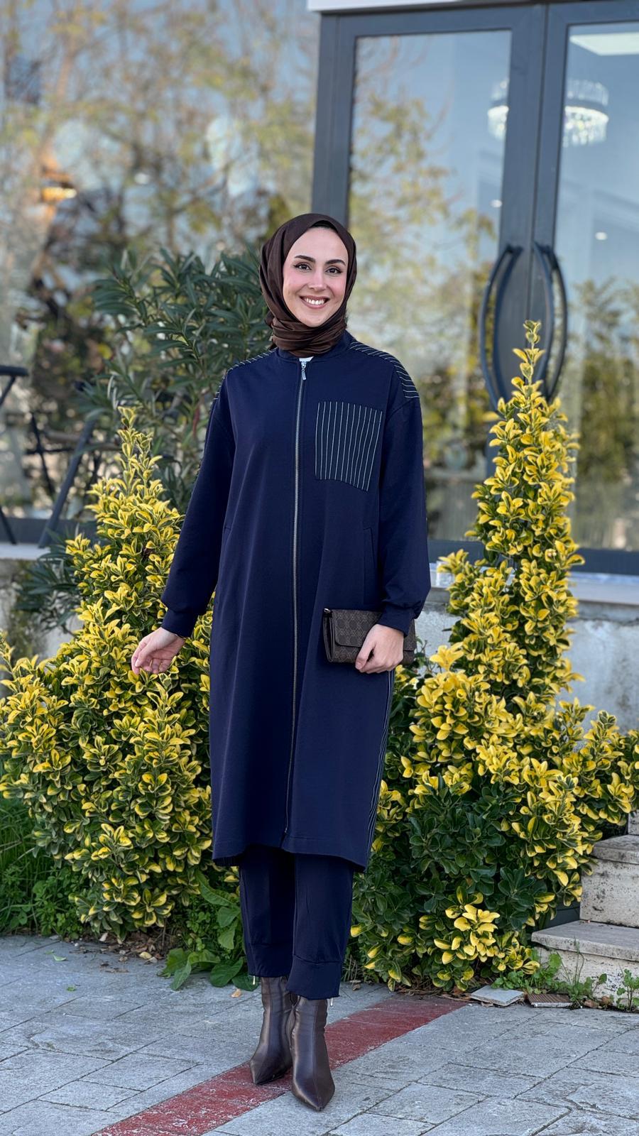 Nurcan Çetin Çizgili Tunik Lacivert 25283