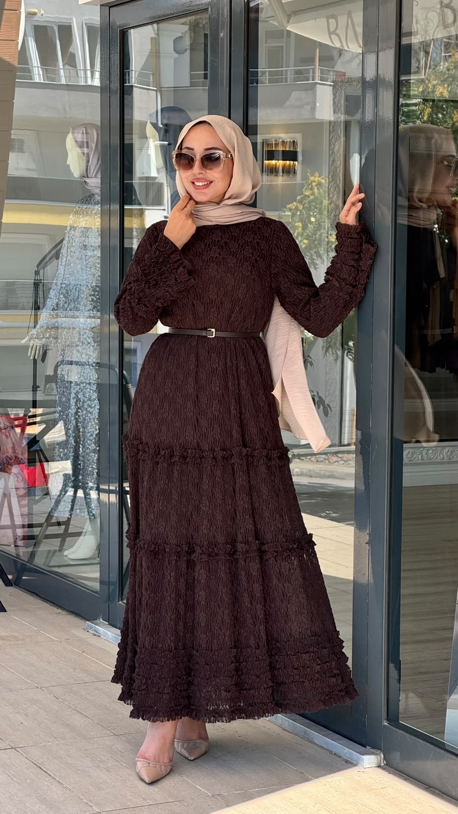 Nurcan Çetin Dantelli Katlı Elbise 26116