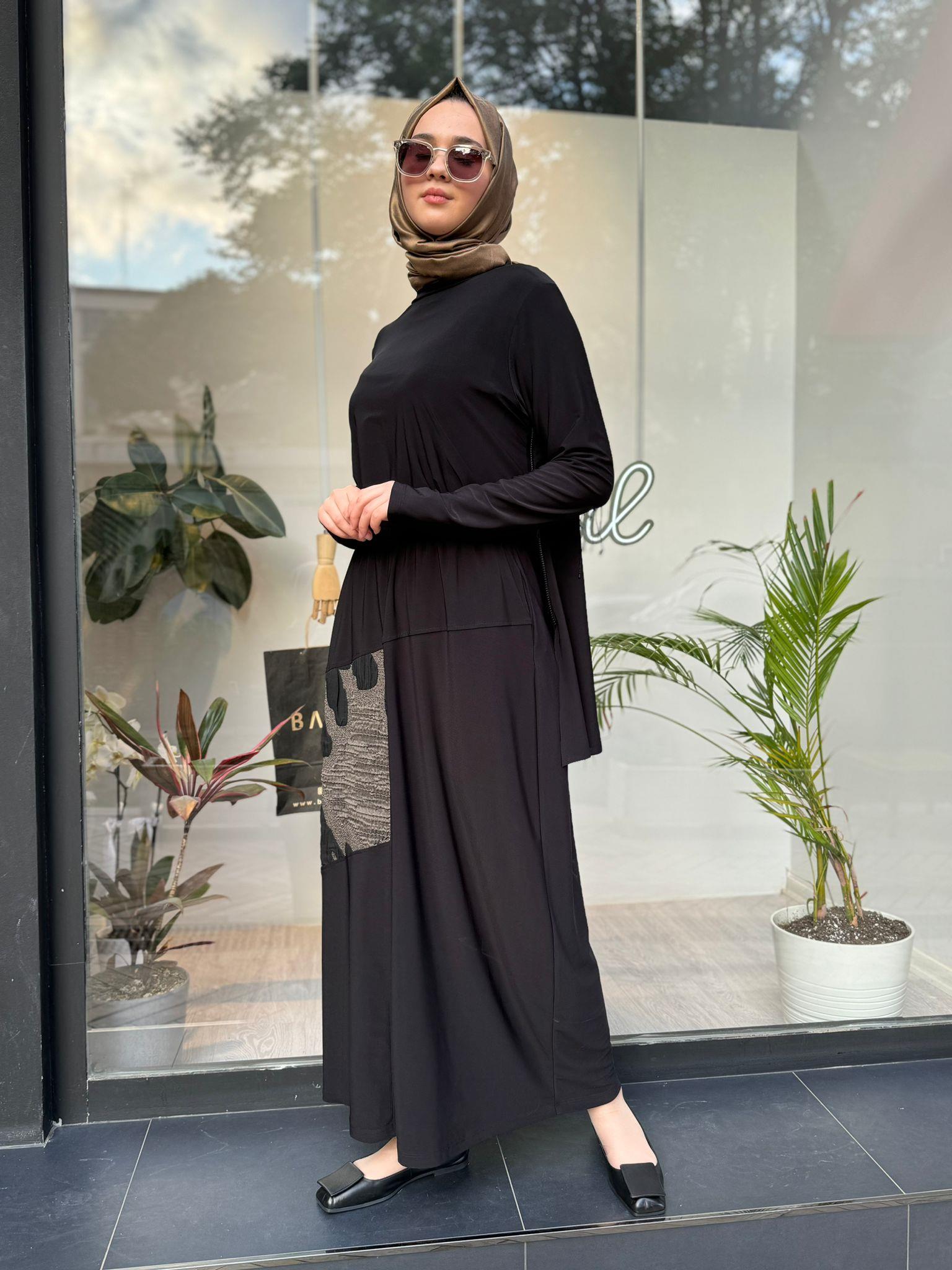 Nurcan Çetin Etekli Takım Siyah 24466