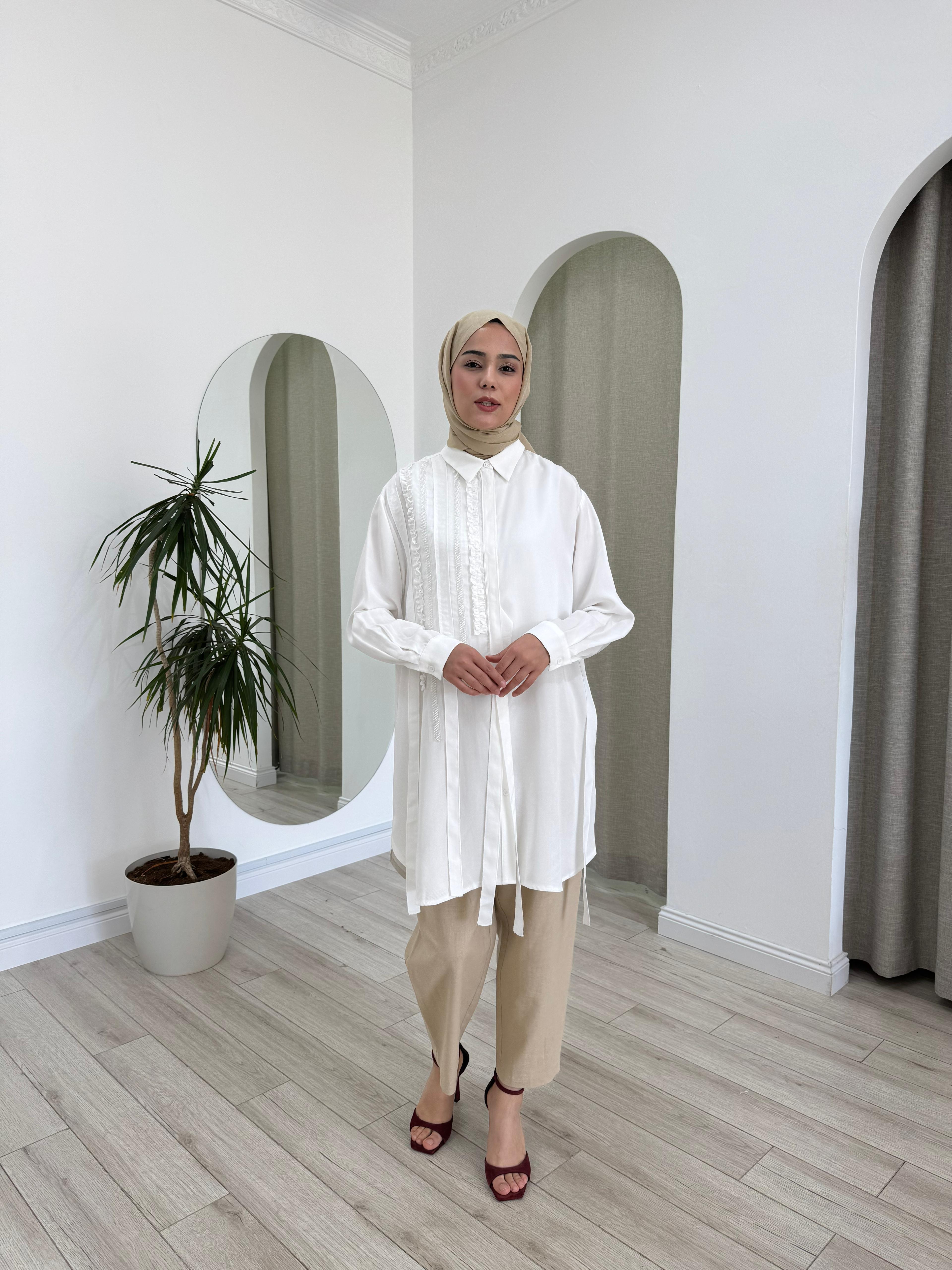Nurcan Çetin Fırfır Detaylı Gömlek 25206