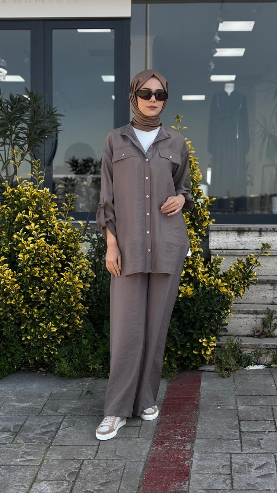 Nurcan Çetin Gömlek Bol Pantolonlu Takım 26407