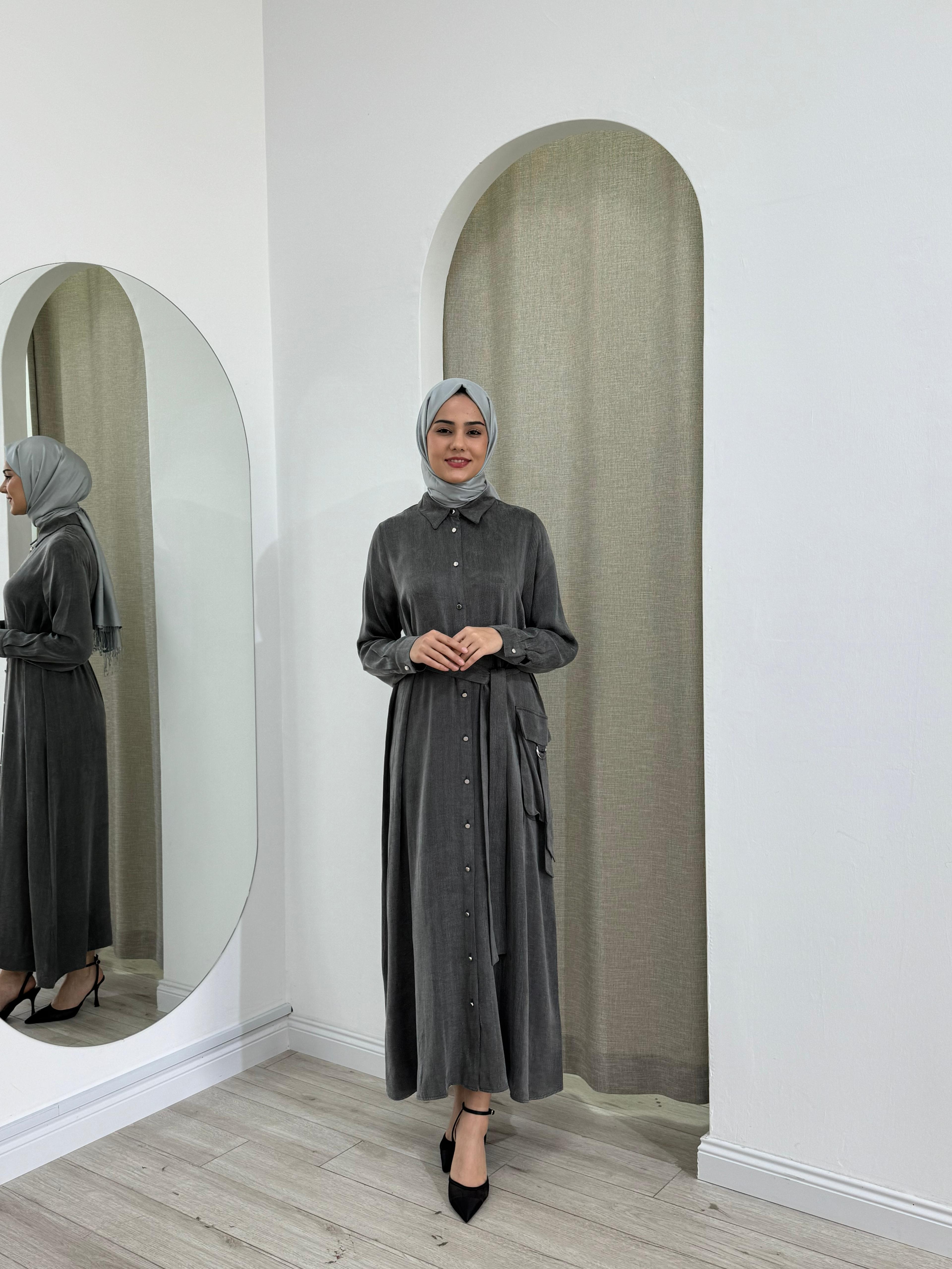 Nurcan Çetin Gömlek Elbise Siyah 25143