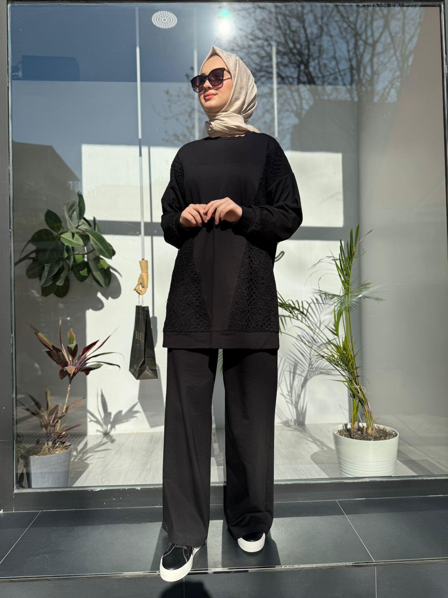 Nurcan Çetin Güpürlü Takım Siyah 24471