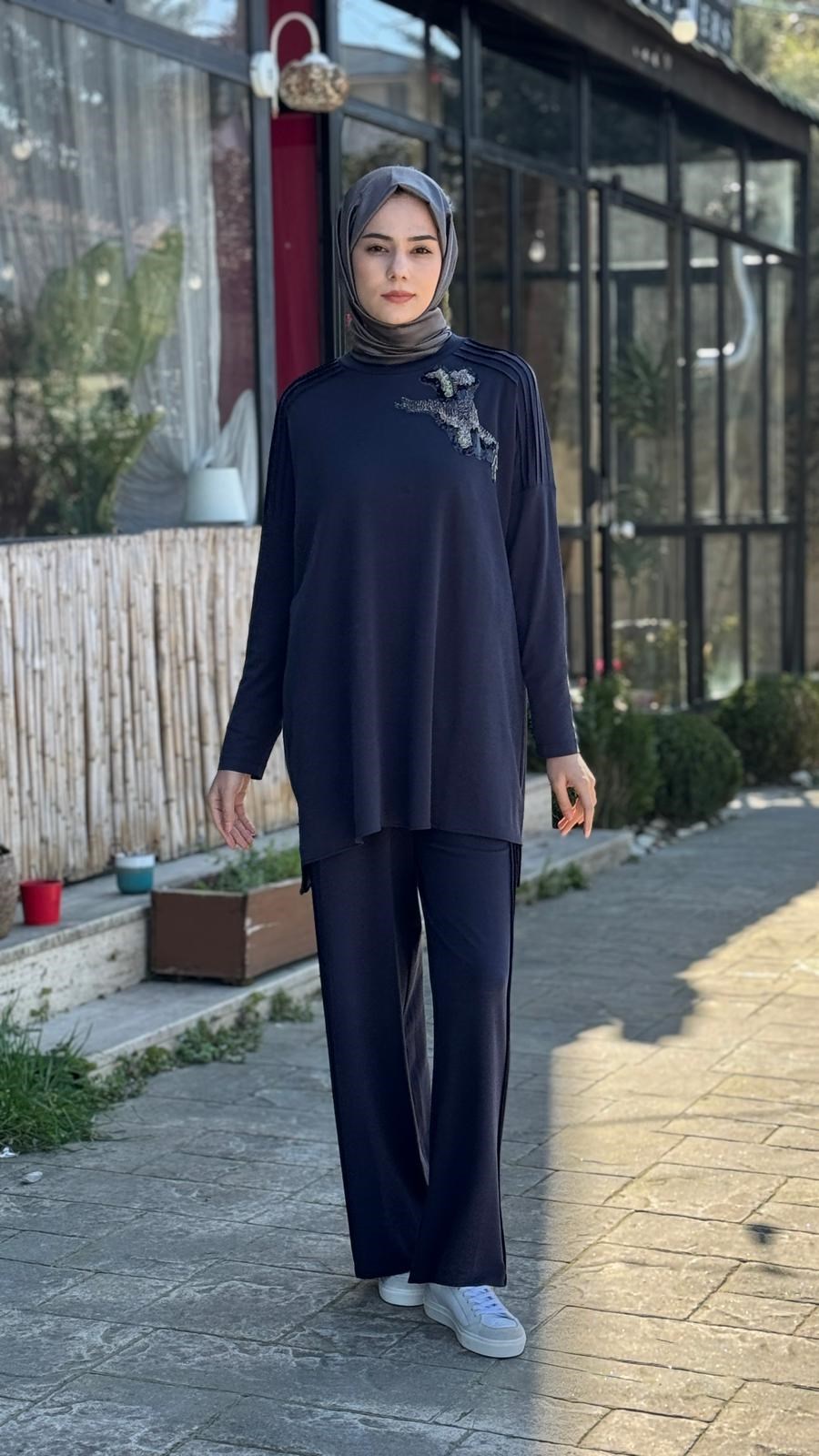 Nurcan Çetin İşleme Detaylı Pantolonlu Takım 26442