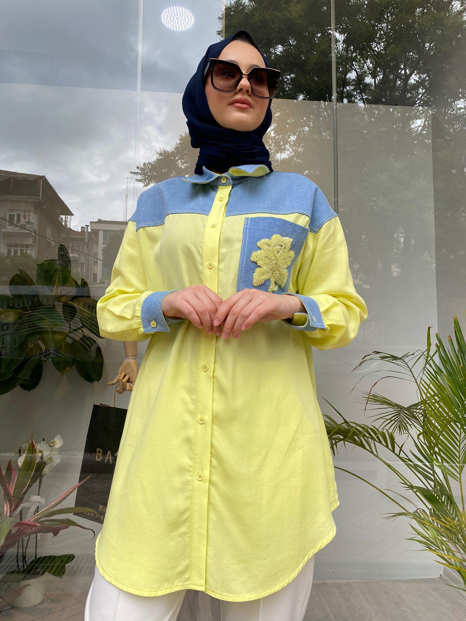 Nurcan Çetin Önü Boncuk Detaylı Tunik Asit 24321