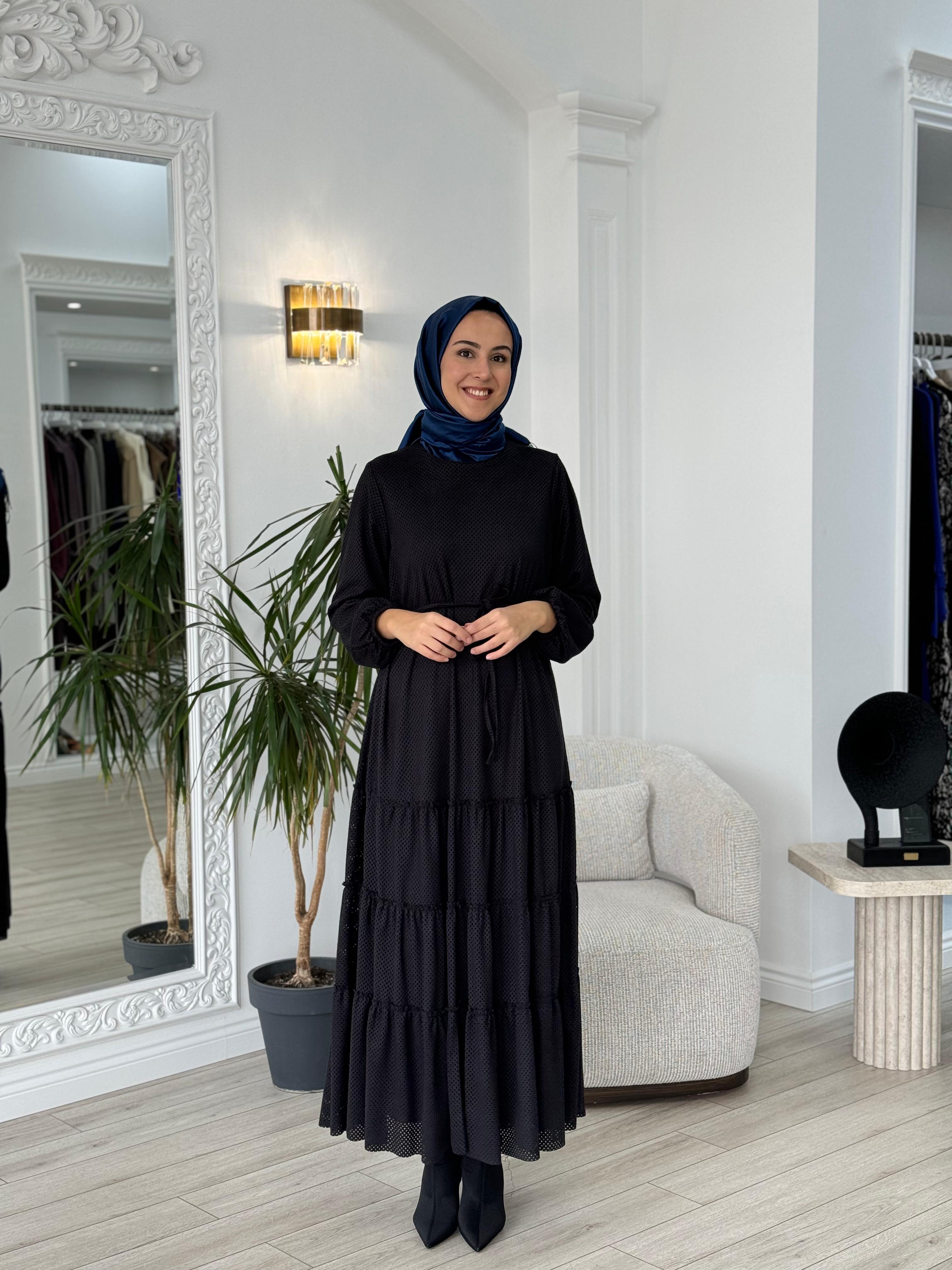 Nurcan Çetin Süet Elbise Siyah 16127