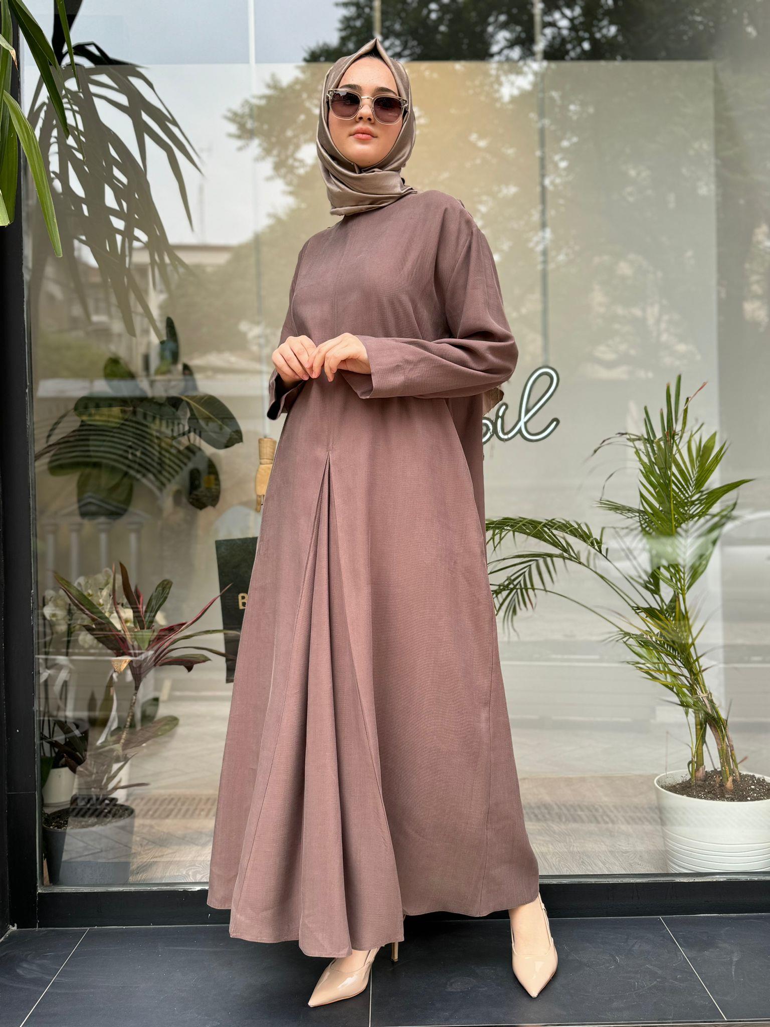 QOOQ Apili Elbise Kahve 24ss405