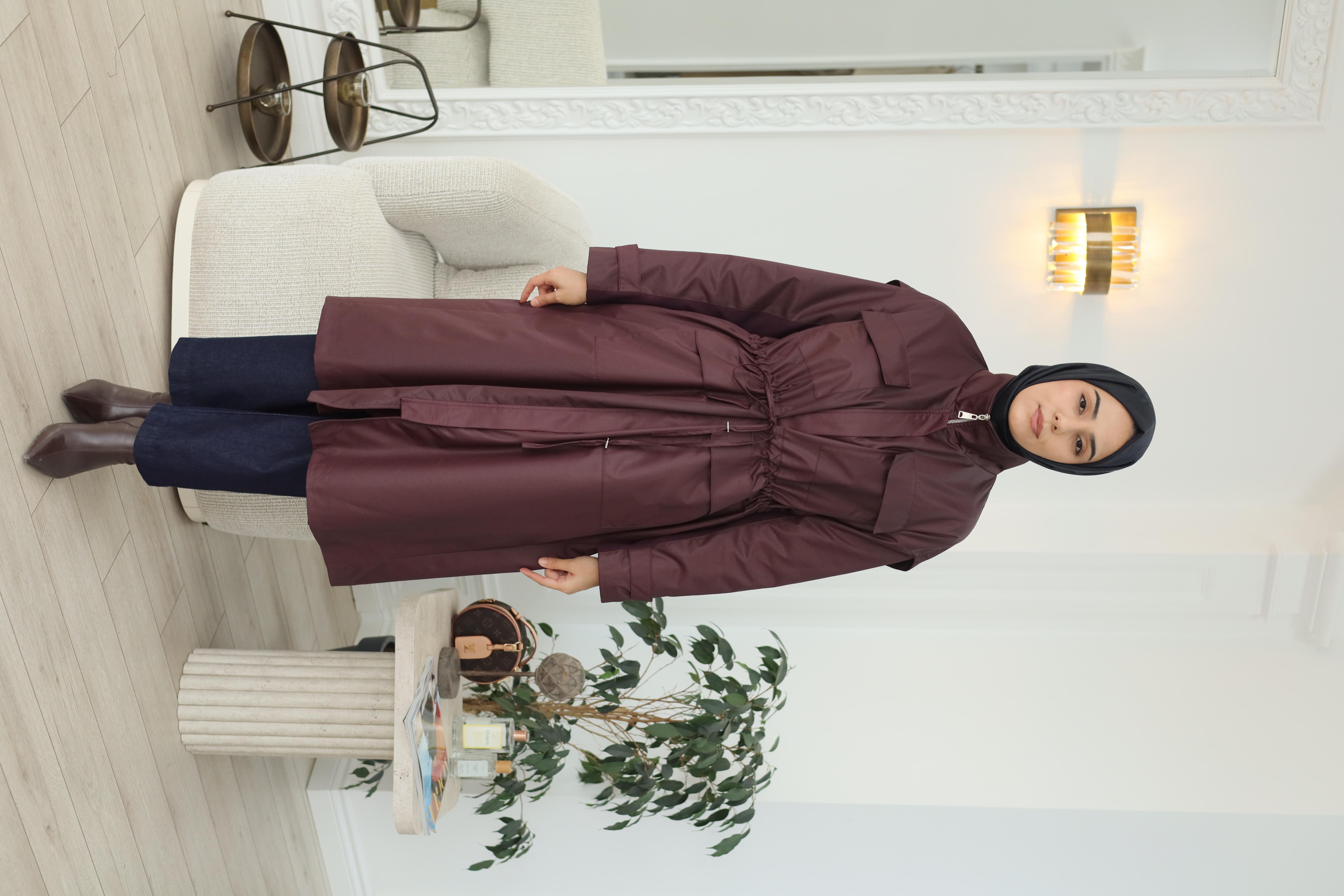 QOOQ Bordo Yağmurluk 26fw606