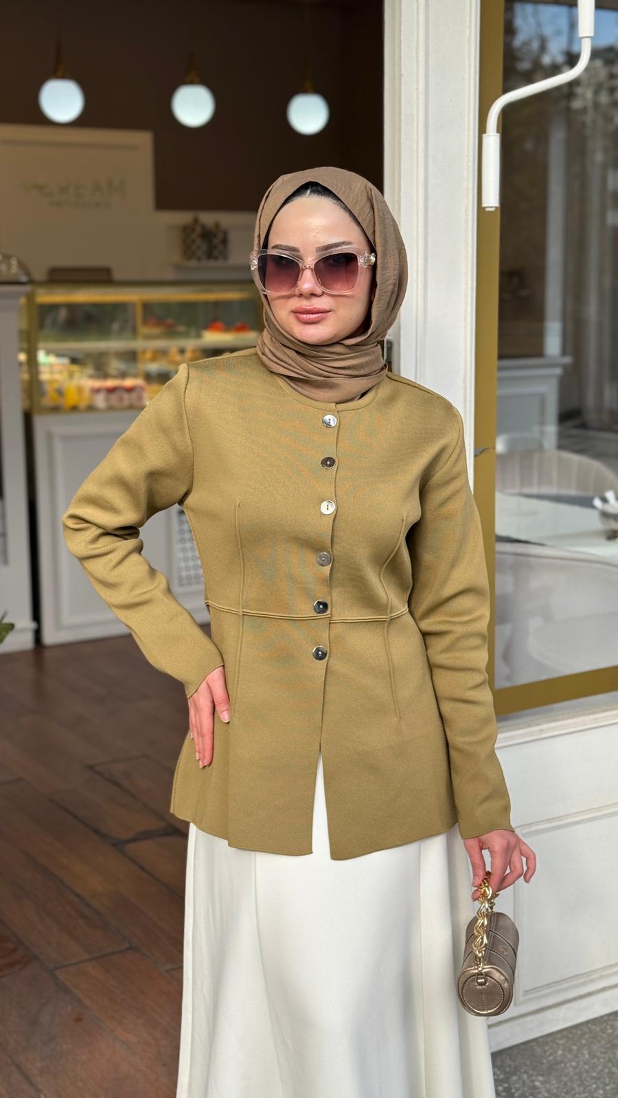 QOOQ Haki Triko Düğmeli Hırka 26fw631