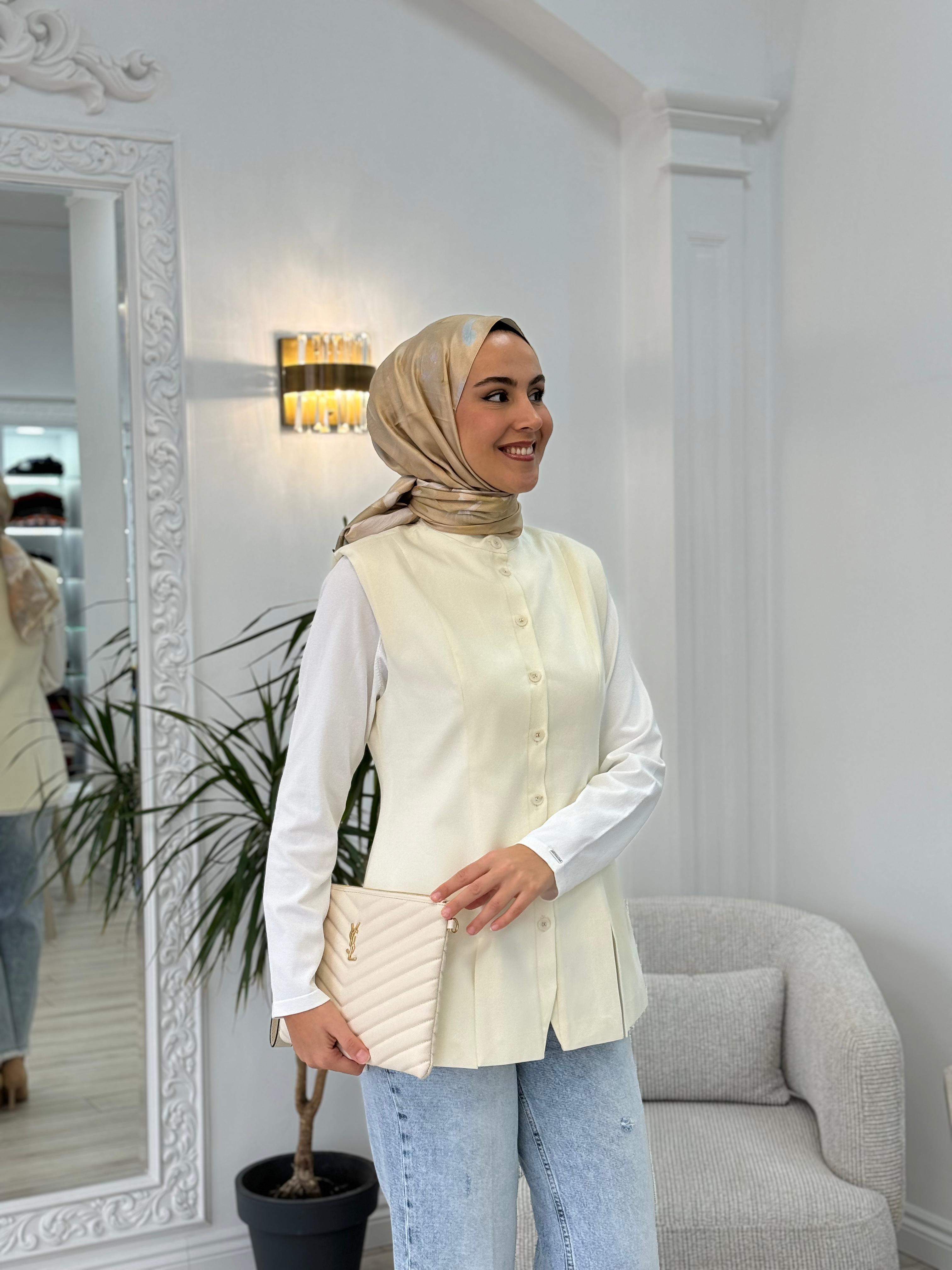 QOOQ Magne Yelek Ekru 25fw624