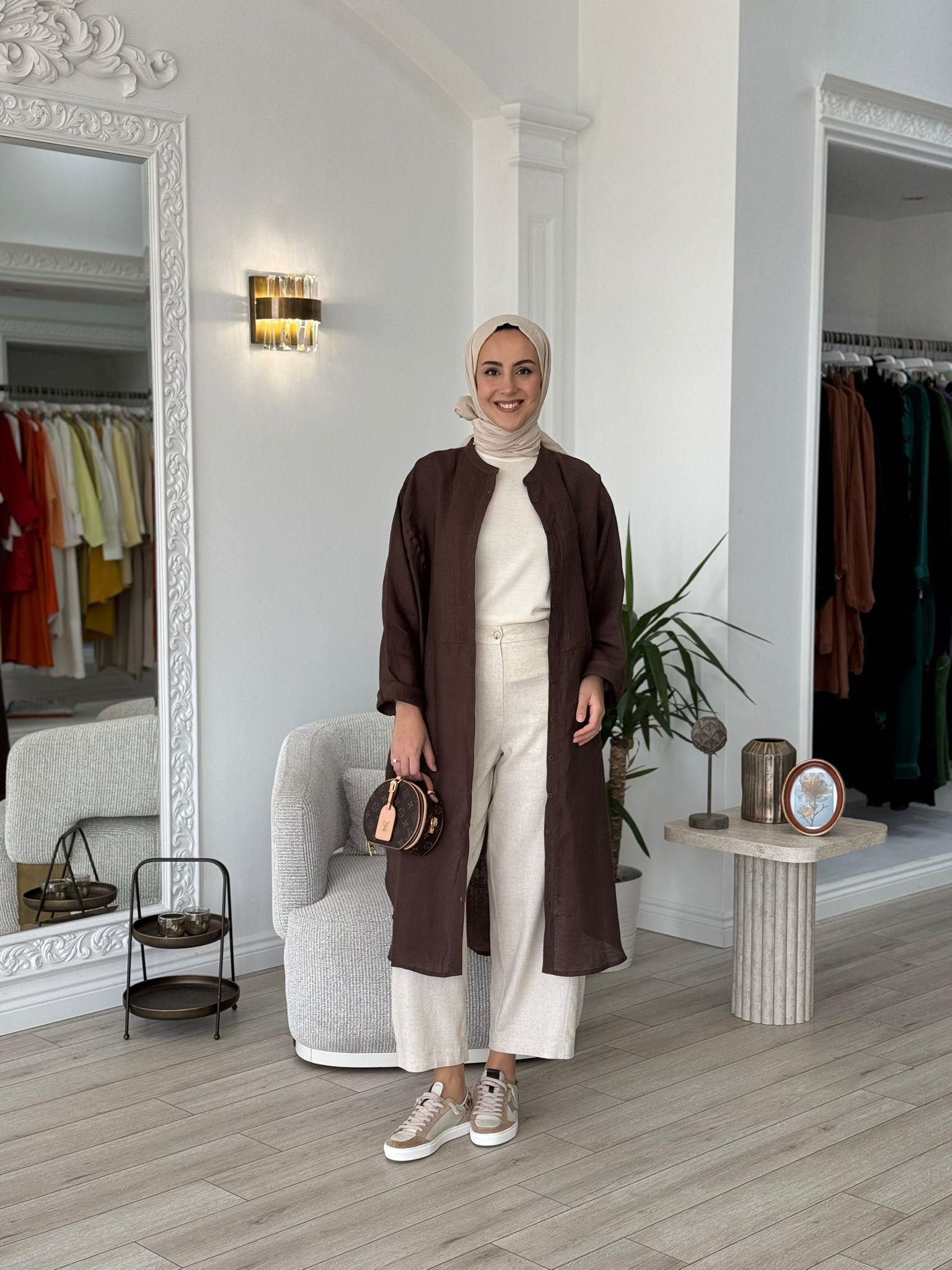 QOOQ Min Gömlek Kahverengi 25ss230