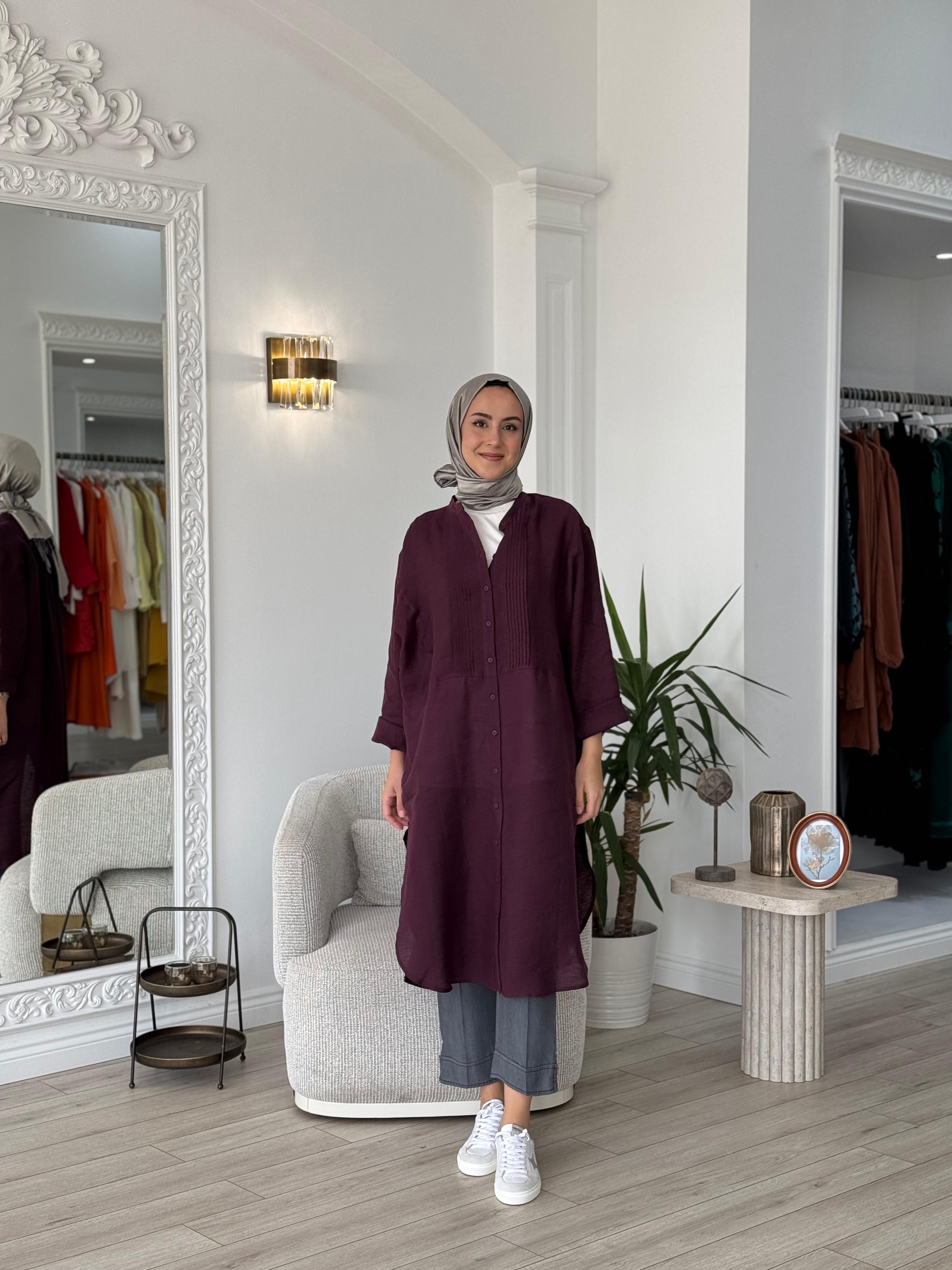 QOOQ Min Gömlek Mürdüm 25ss230