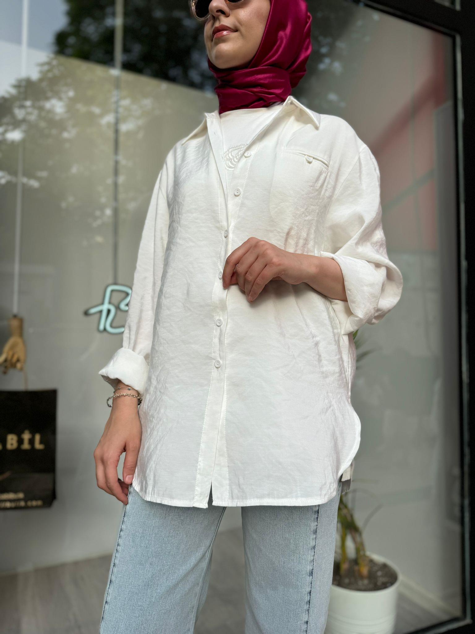 QOOQ Orb Gömlek Ekru 24ss219