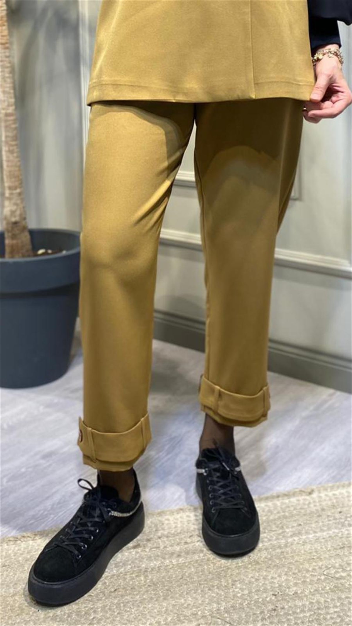 Qooq Paçası Kemerli Pantalon Camel 23FW317