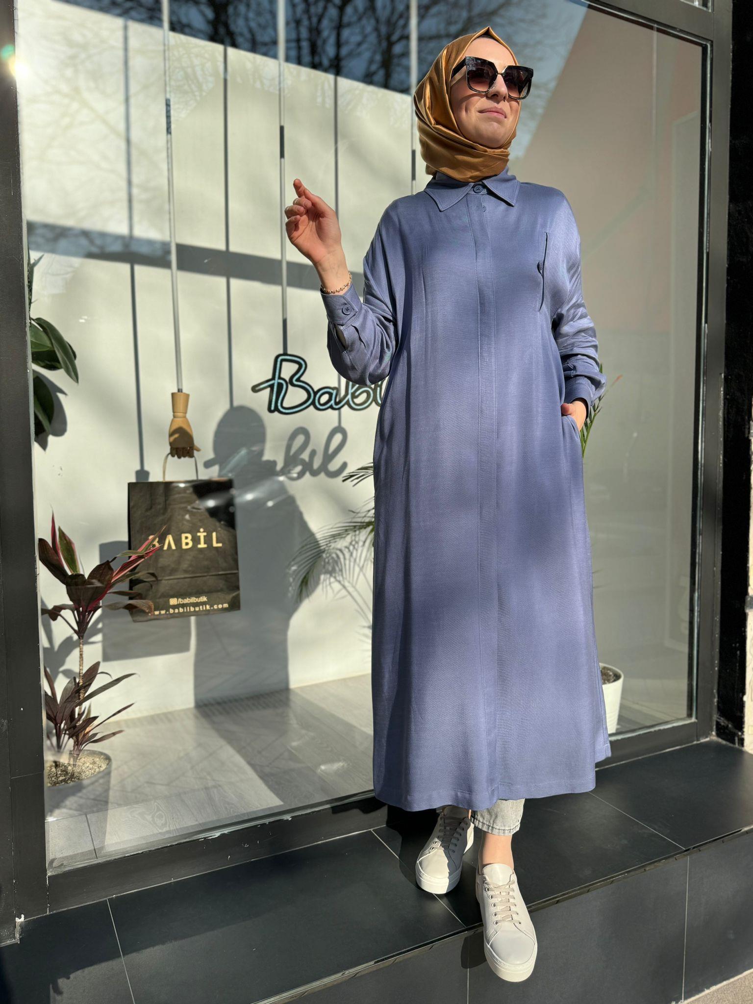 QOOQ Pi Trençkot İndigo 24ss602