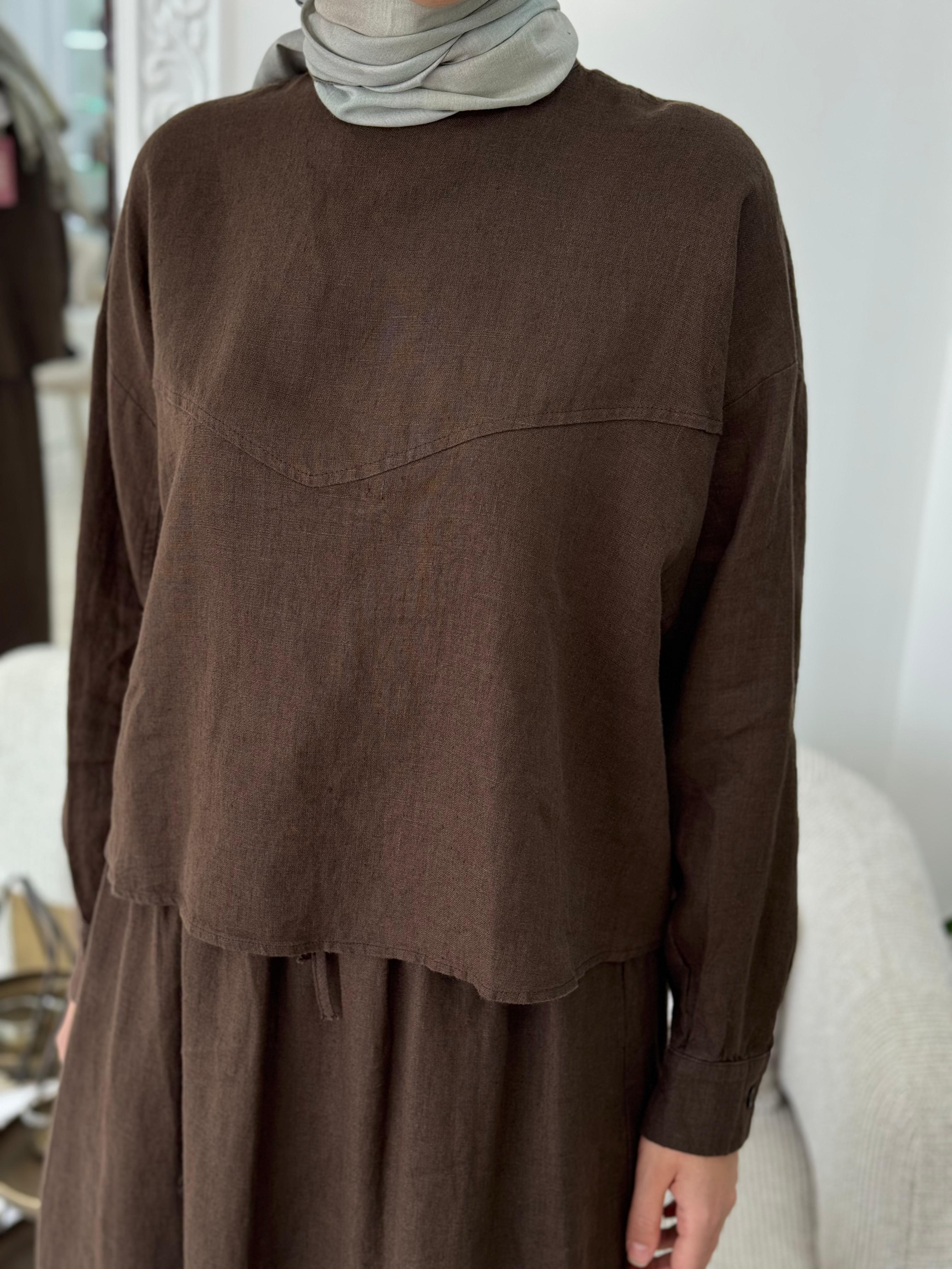 QOOQ Safari Bluz Kahve 25ss225
